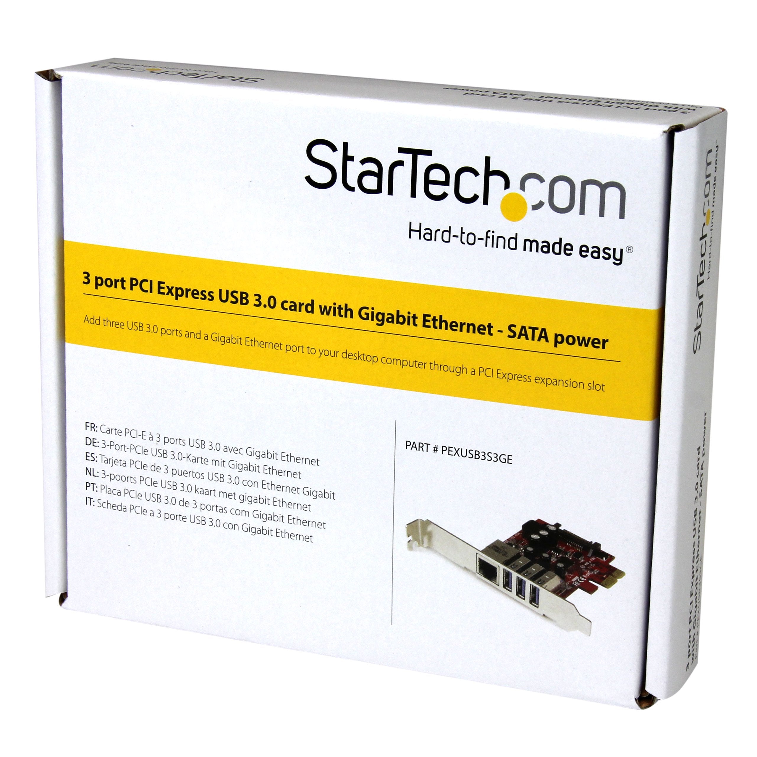 3Pt PCIe USB 3.0 Card+Gigabit Ethernet