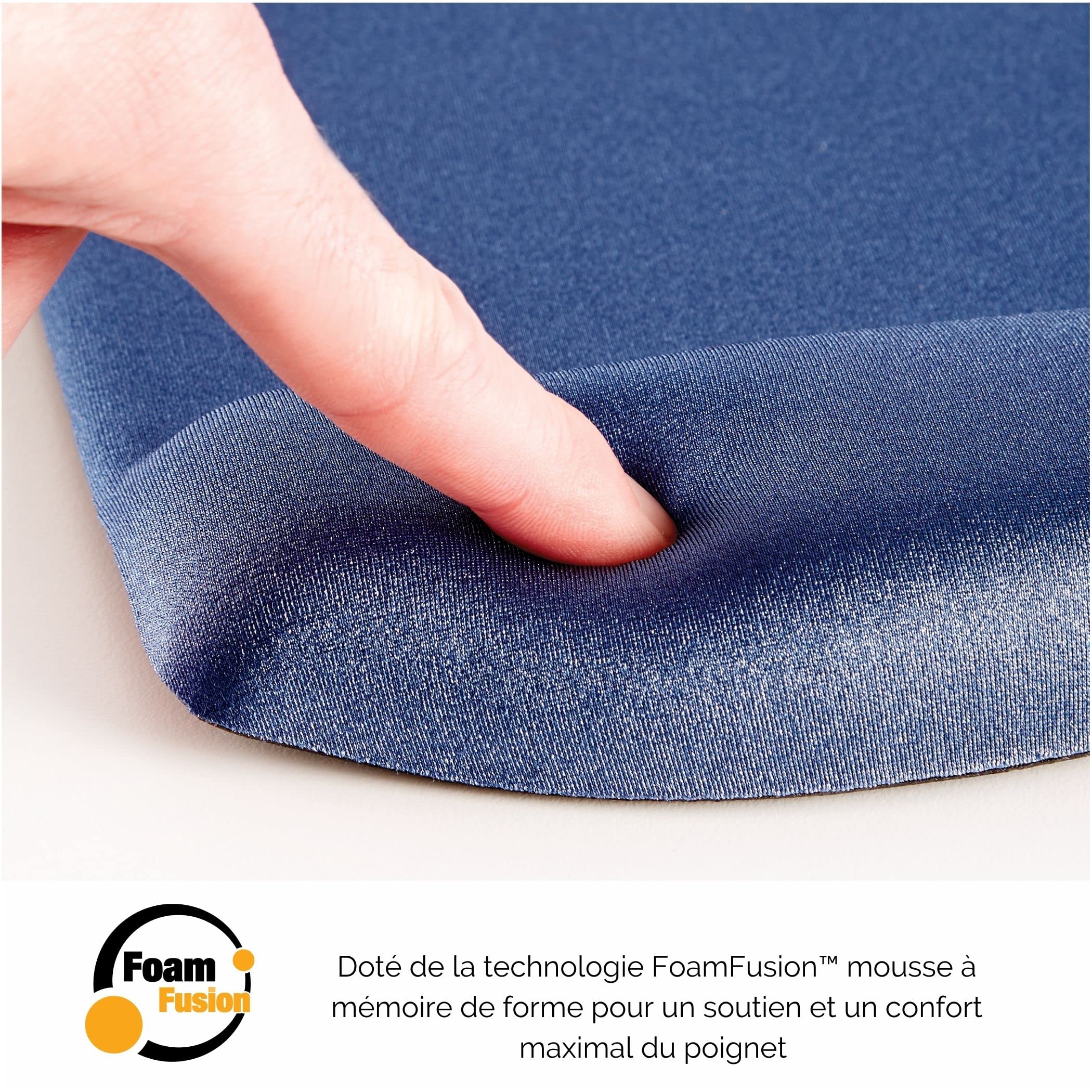 FELLOWES Tapis de souris - Repose poignet PlushTouch™ - Bleu - Antibactérien