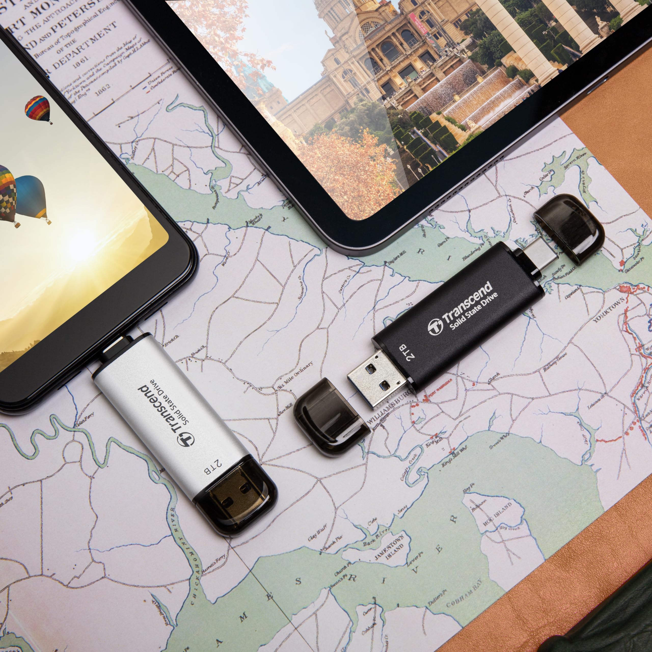 TRANSCEND ESD310S 1To External SSD USB 10Gbps Type C/A Silver