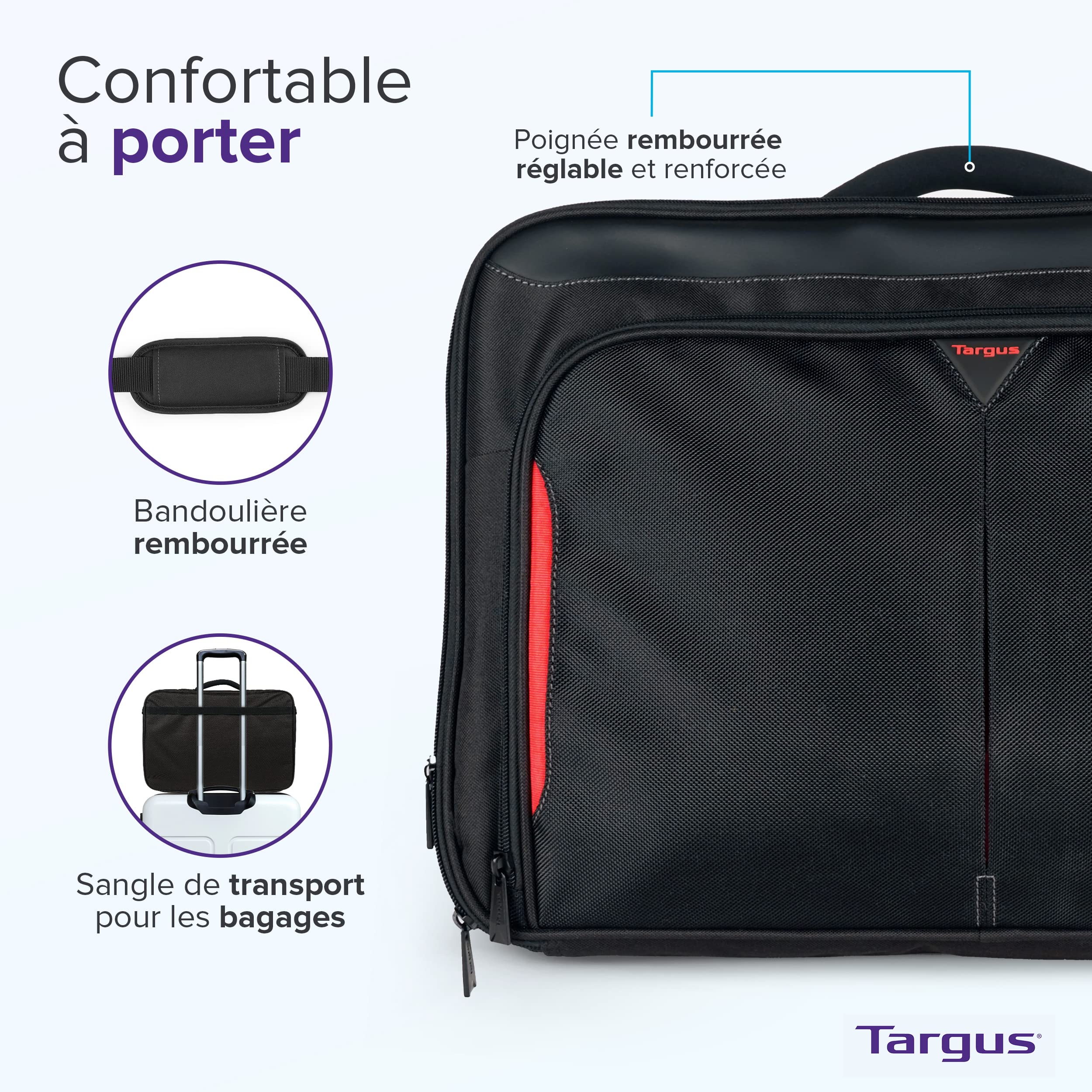 TARGUS sacoche Classic 17-18p Clamshell noire et rouge
