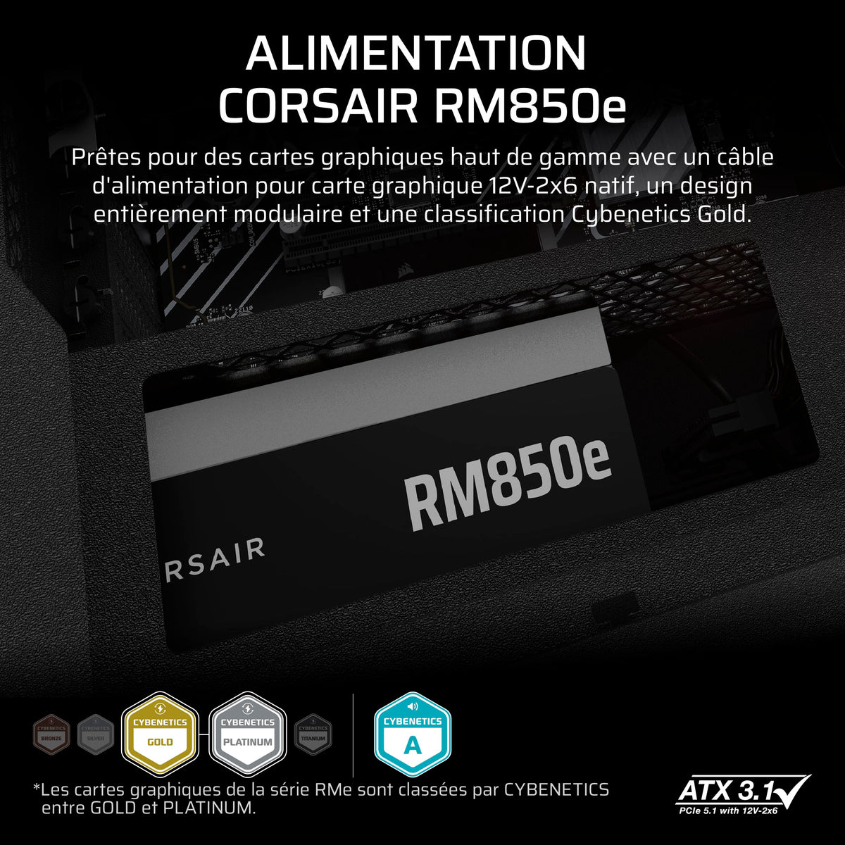 Alimentation Corsair RMe Series RM850e 850 W 24 broches ATX ATX Noir