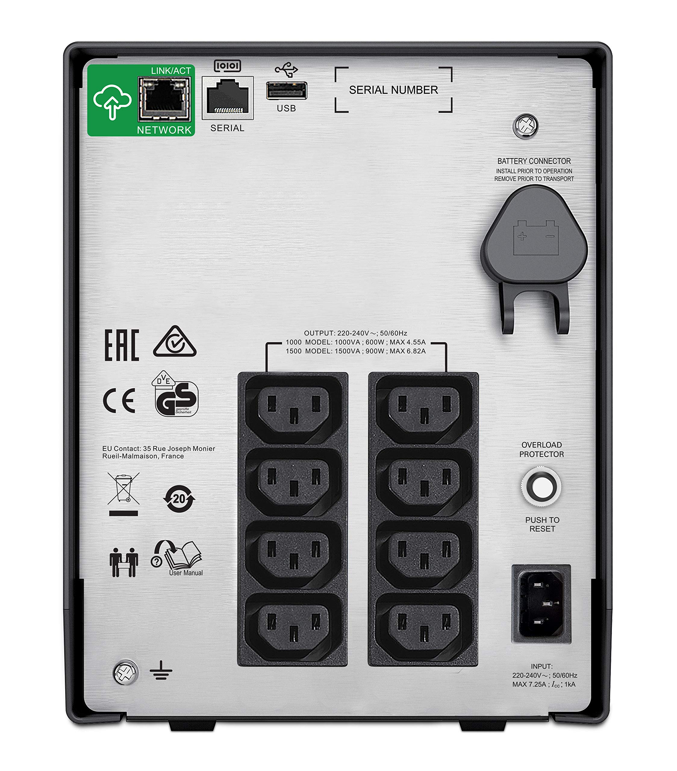 APC Smart-UPS C 1500VA LCD UPS AC 230V 900Watt 1500VA USB output connectors 8 Black with APC SmartConnect