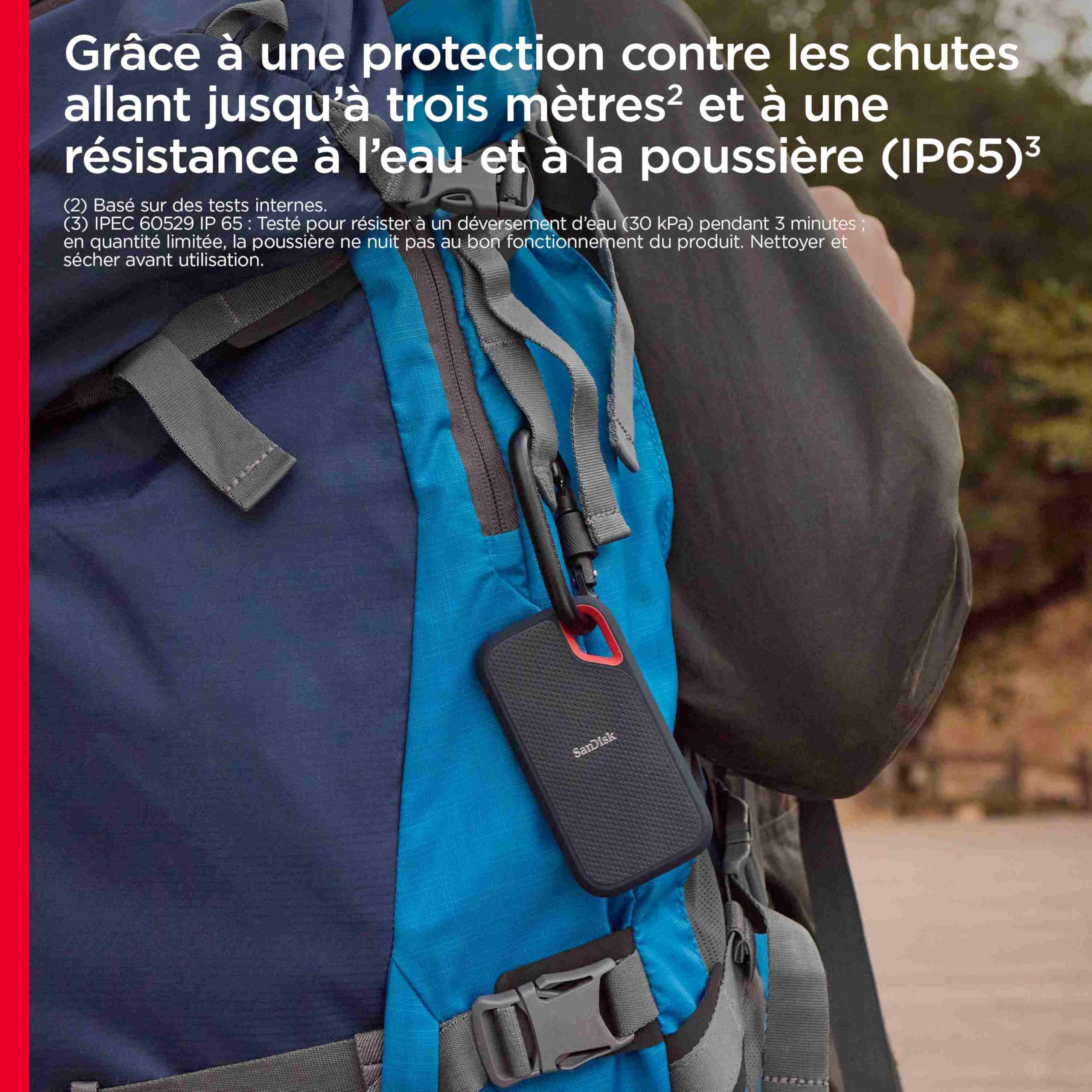 SANDISK Extreme 8To Portable SSD up to 1050Mo/s Read and 1000Mo/s Write Speeds USB 3.2 Gen 2 2-meter drop protection and IP55