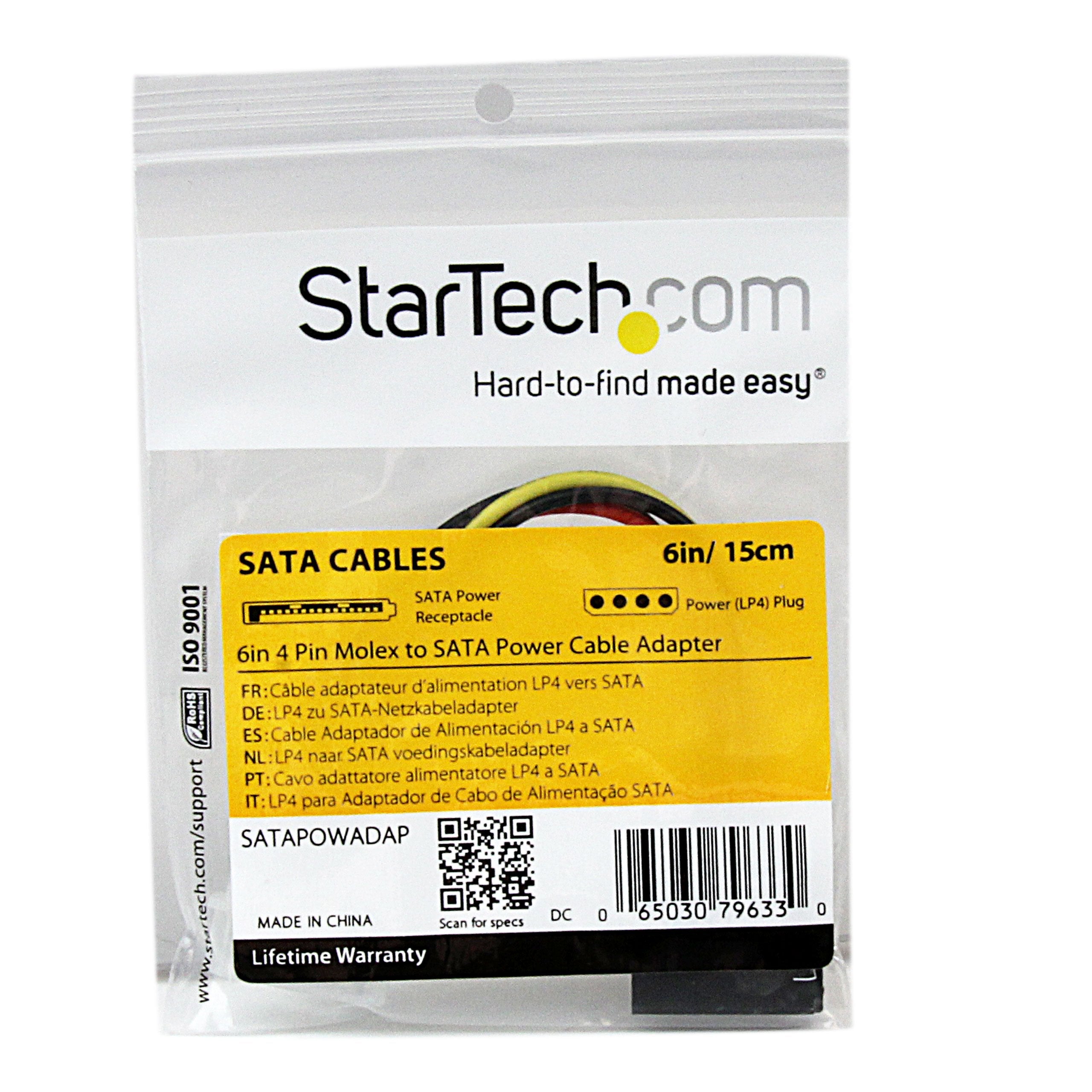 6in Molex to SATA Power Cable Adapter