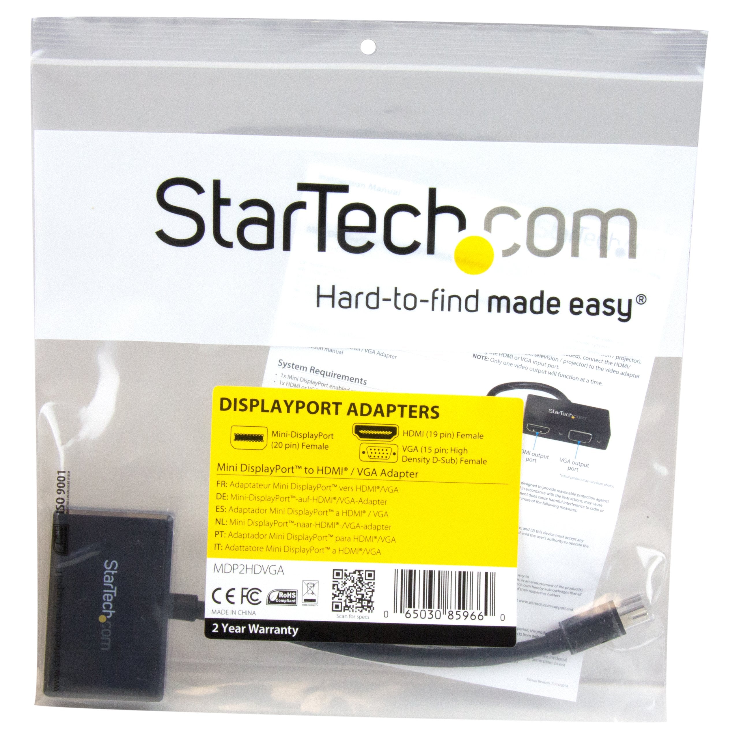 Travel A/V adapter: mDP to VGA/HDMI