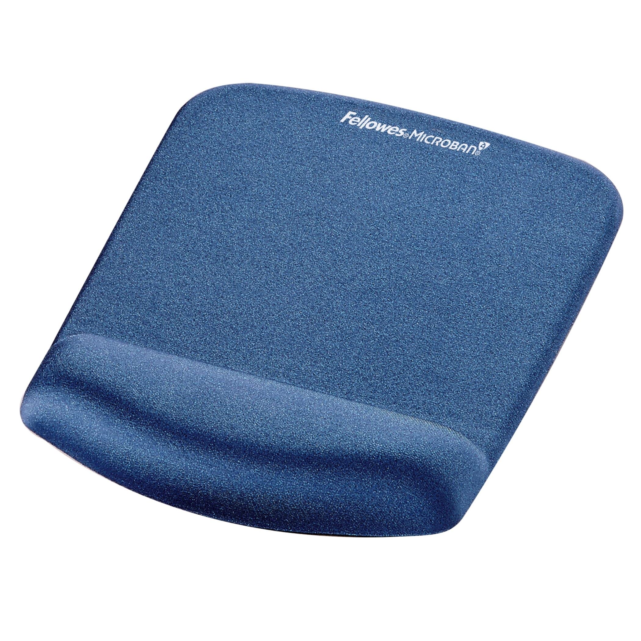 FELLOWES Tapis de souris - Repose poignet PlushTouch™ - Bleu - Antibactérien