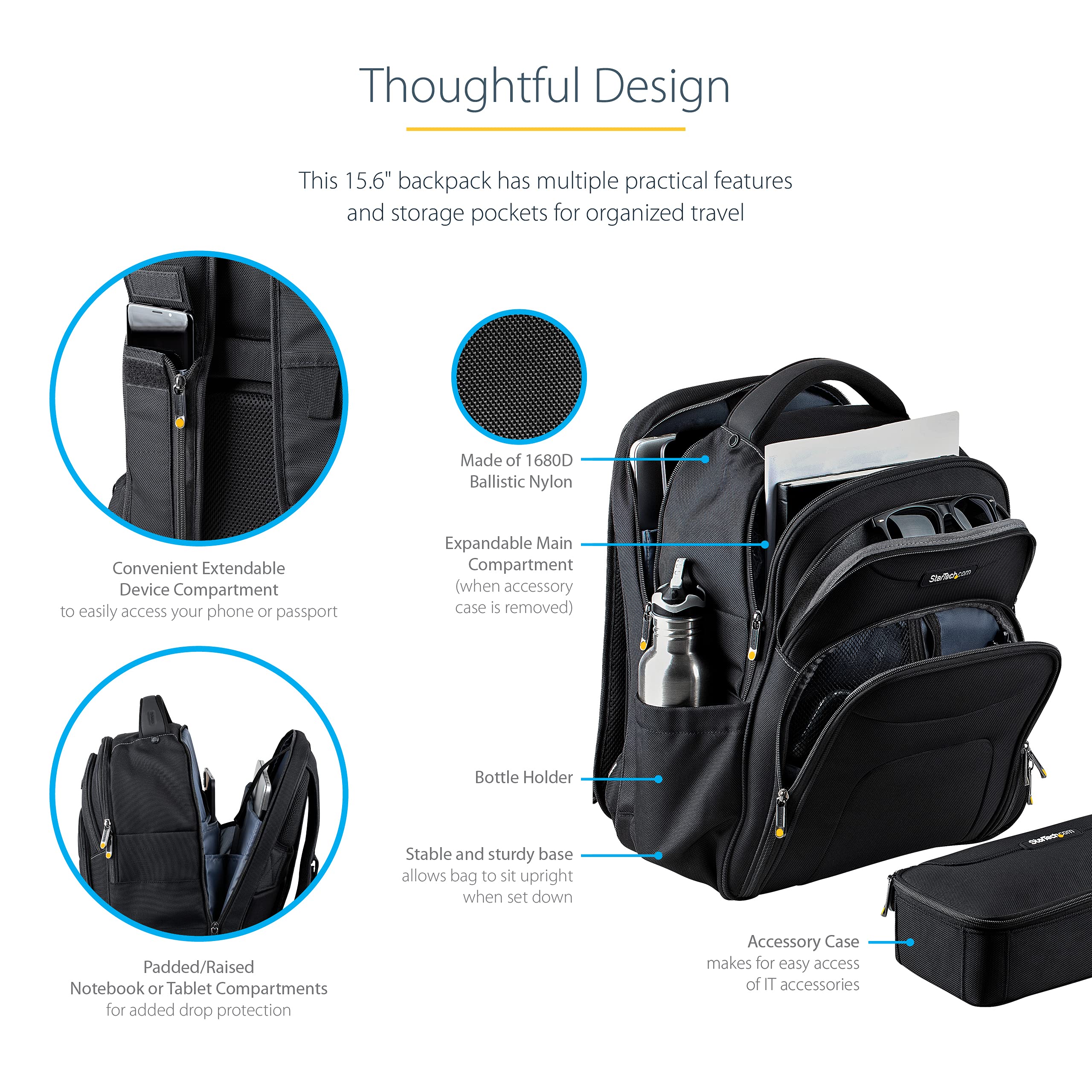 15.6in Laptop Backpack w/Accessory Case