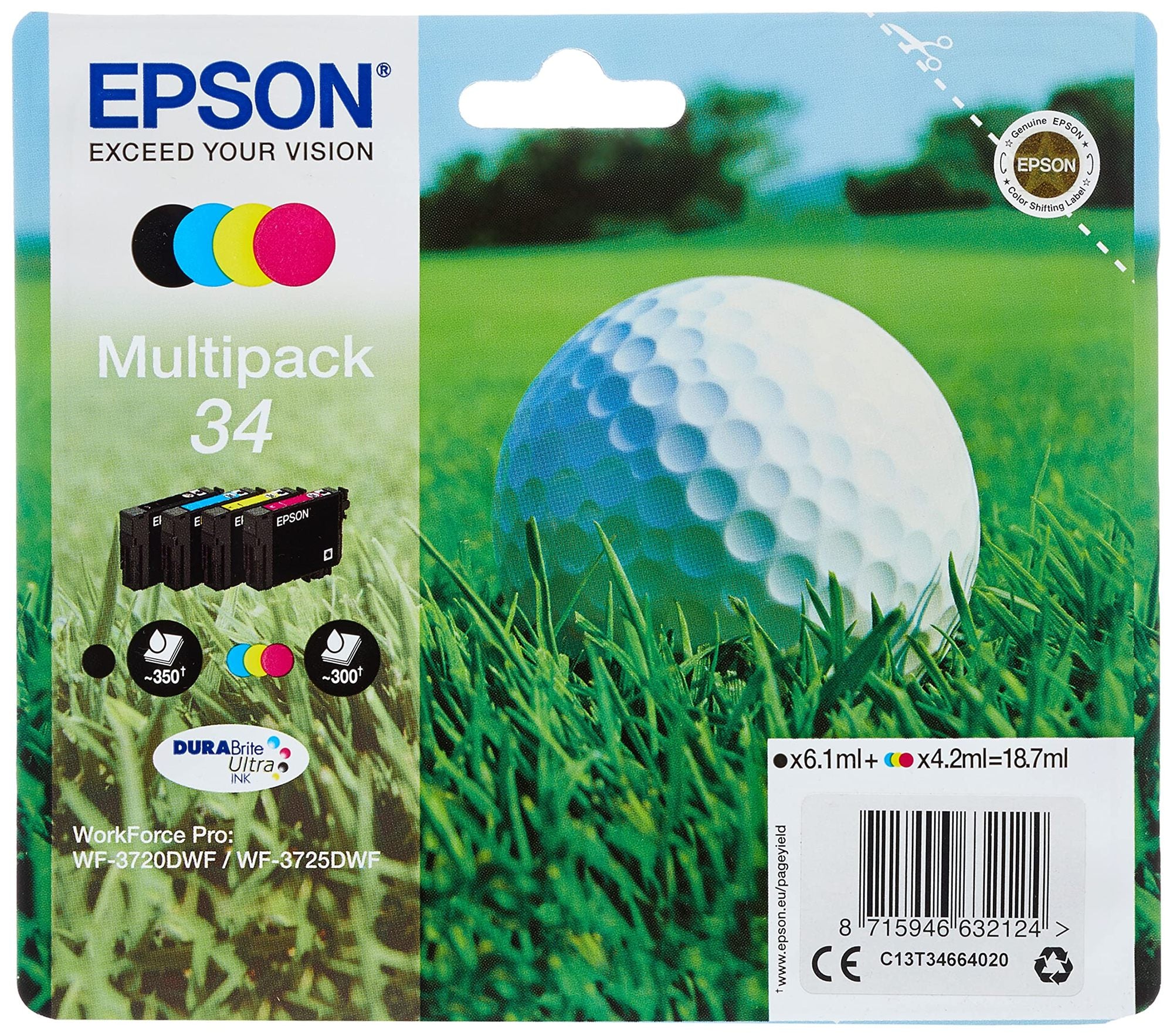 EPSON 2LB Multipack 34 Ink Multipack CMYK DURABrite Ultra Blister w/s