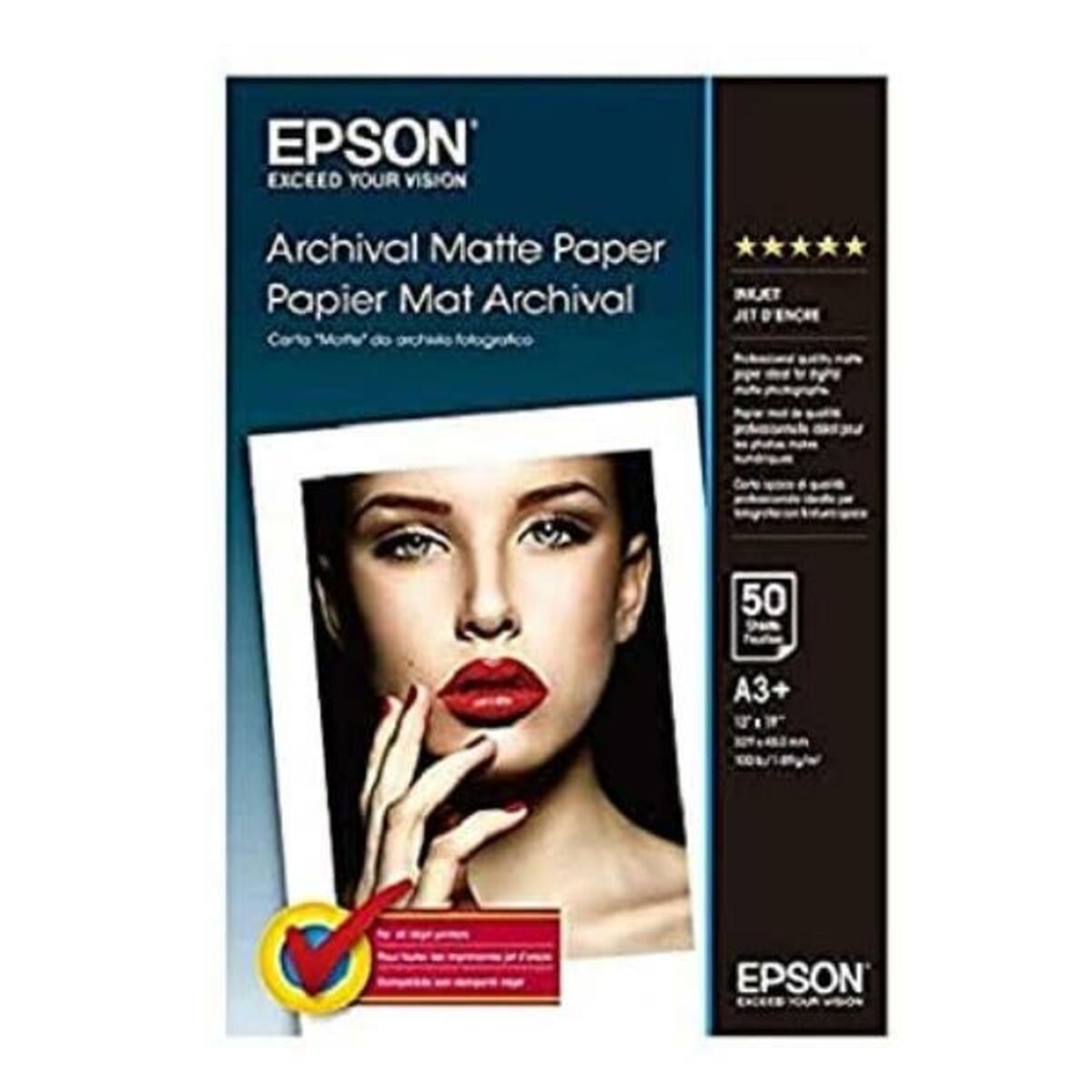 EPSON MATTE archival  papier inkjet 192g/m2 A3+ 50 feuilles pack de 1