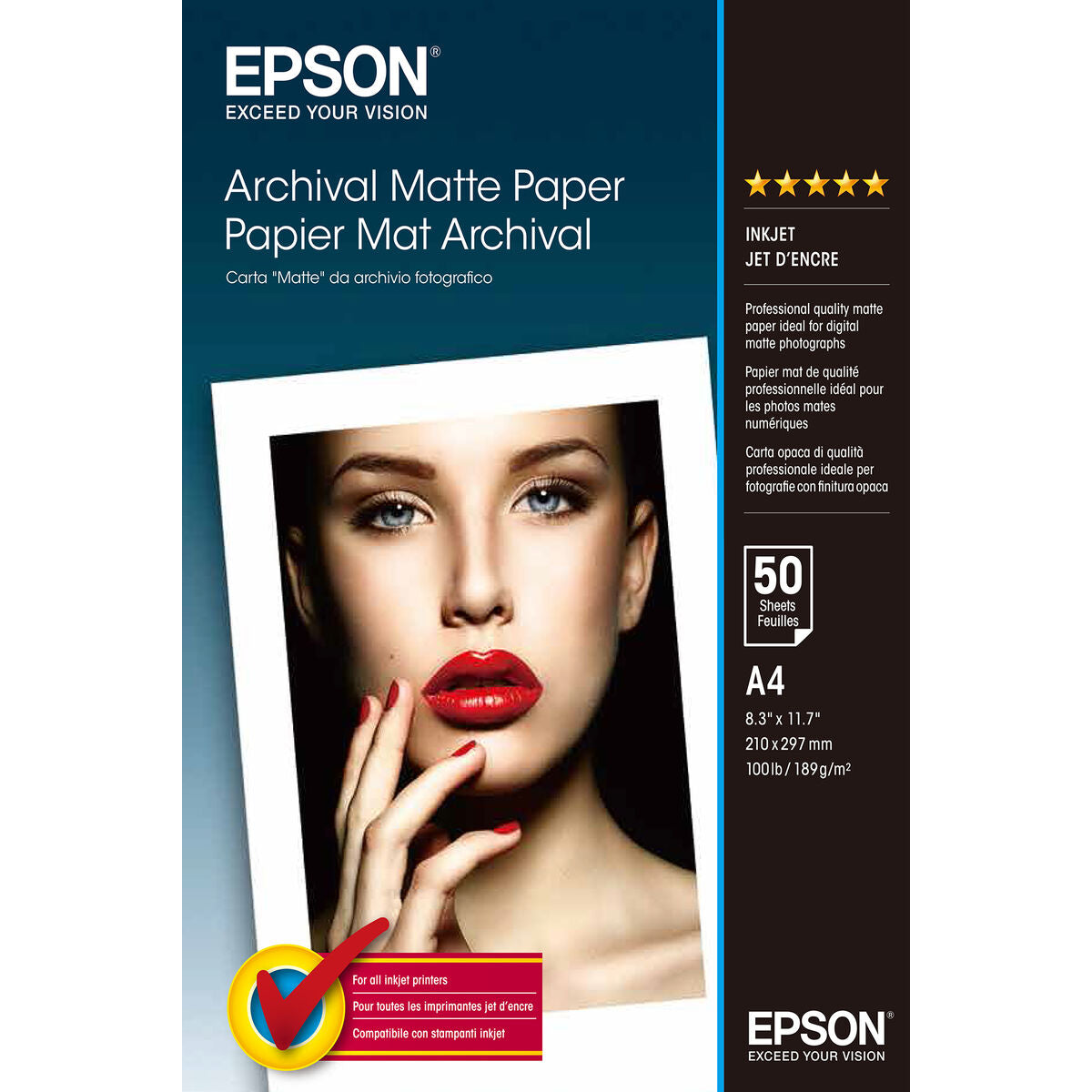 EPSON MATTE archival papier inkjet 192g/m2 A4 50 feuilles pack de 1