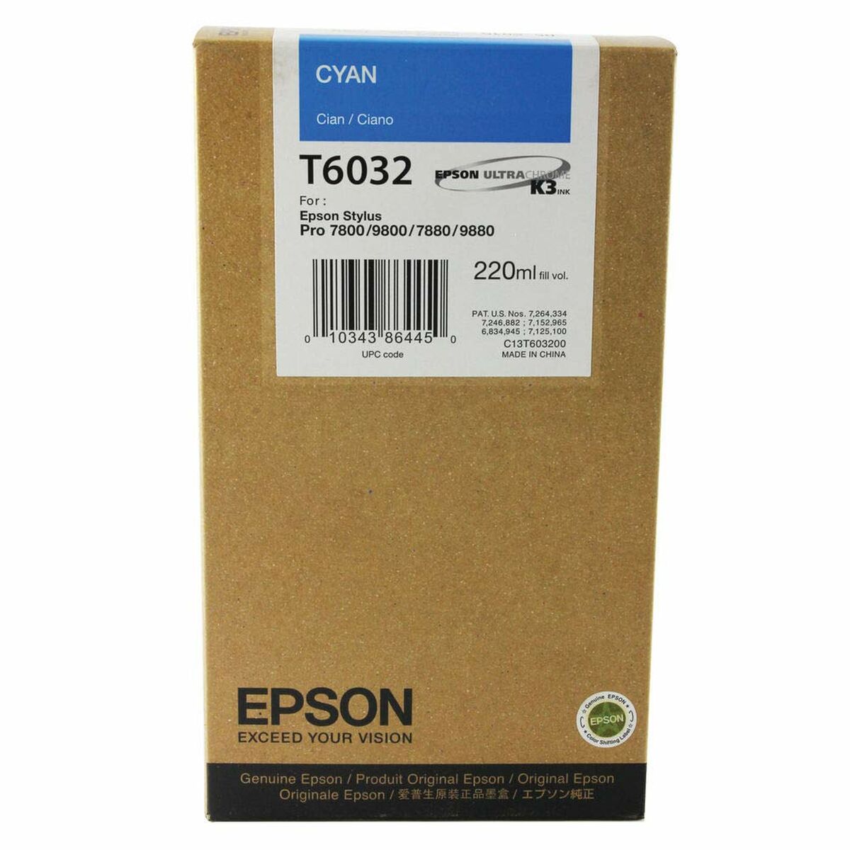 EPSON T6032 cartouche dencre cyan capacité standard 220ml pack de 1