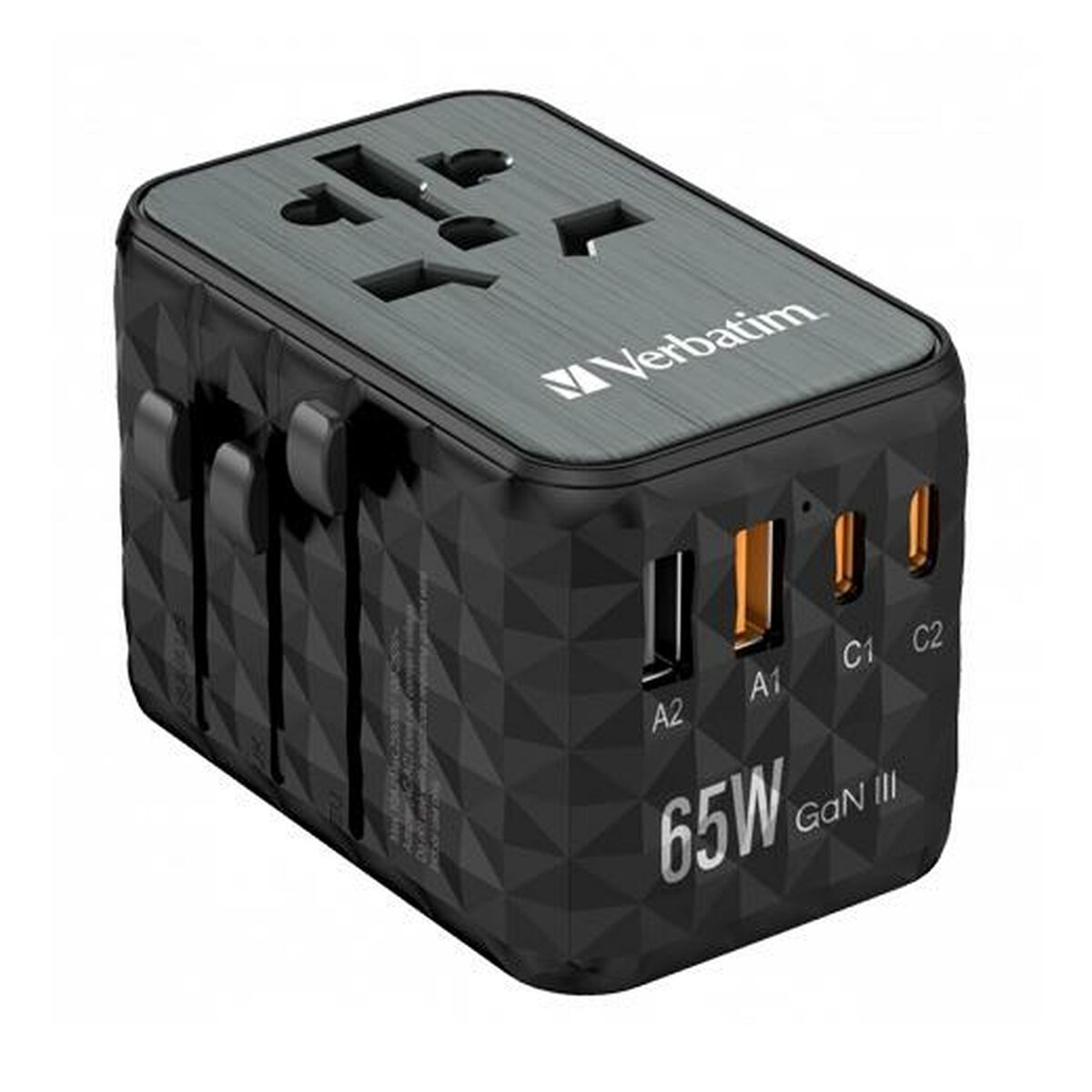 VERBATIM GAN III UNIVERSAL TRAVEL ADAPTER UTA-05 WITH 2 X USB-C PD 65W & QC 4+ / 2 X USB-A WCF (P)