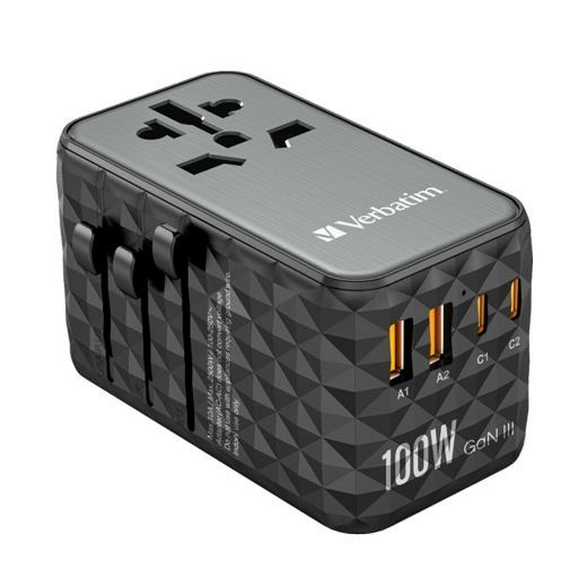 VERBATIM GAN III UNIVERSAL TRAVEL ADAPTER UTA-06 WITH 2 X USB-C PD 100W & QC 4+ / 2 X USB-A QC 3.00 WCF (P)