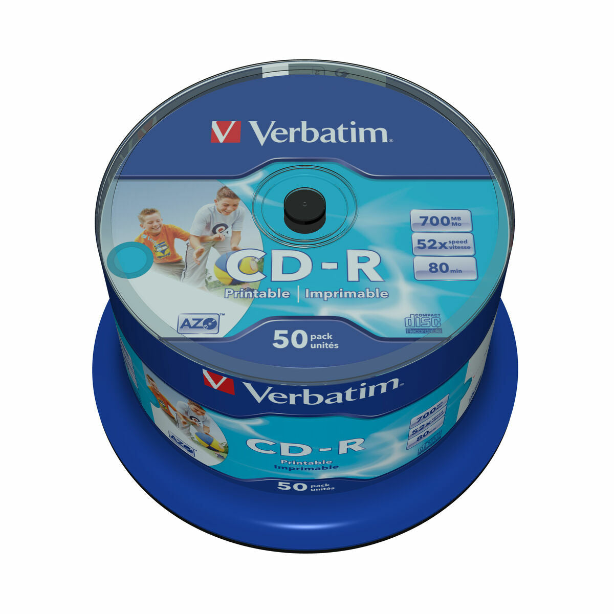 VERBATIM CD-R AZO 700Mo 52X WIDE PRINTABLE NO-ID SURFACE 50 PACK WCF (P)