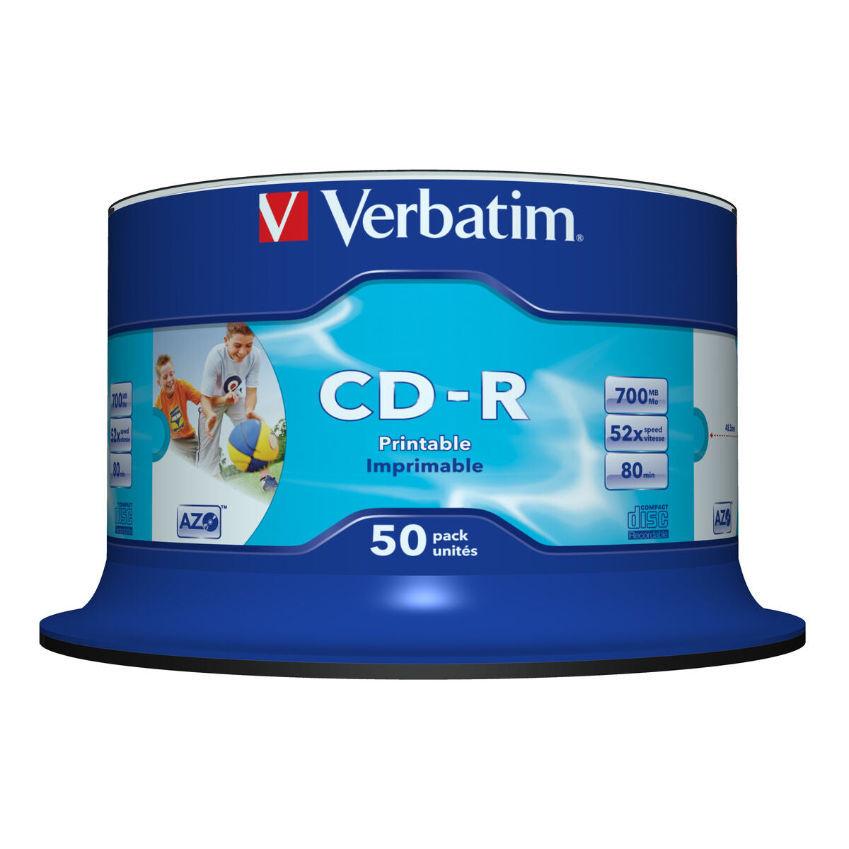 VERBATIM CD-R AZO 700Mo 52X WIDE PRINTABLE NO-ID SURFACE 50 PACK WCF (P)