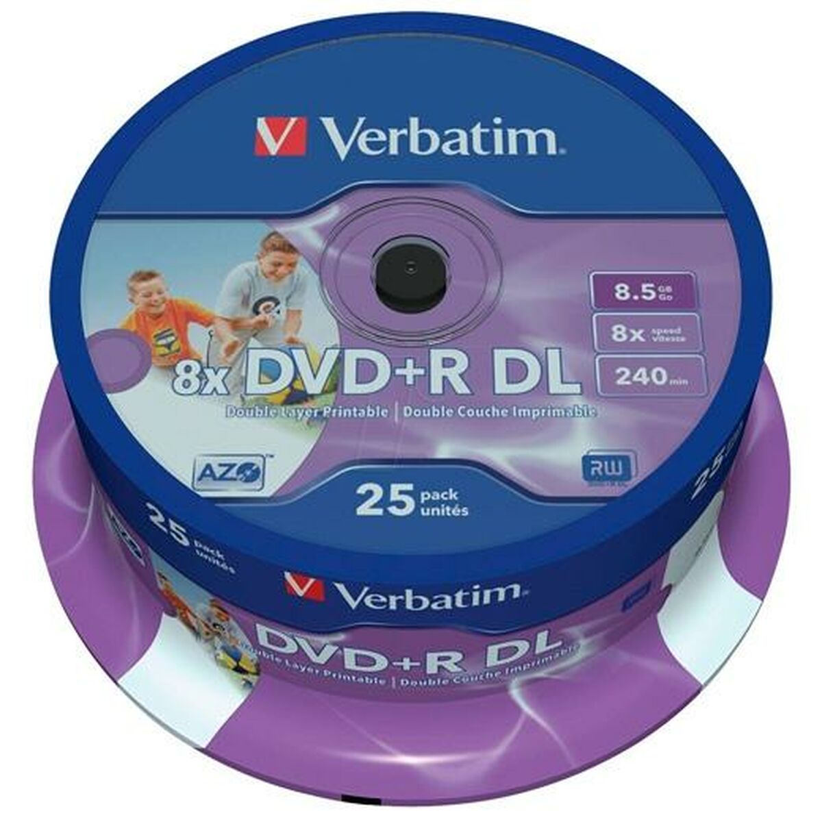 DVD+R/8.5GB 8x Wid Print Surface Spdl 25