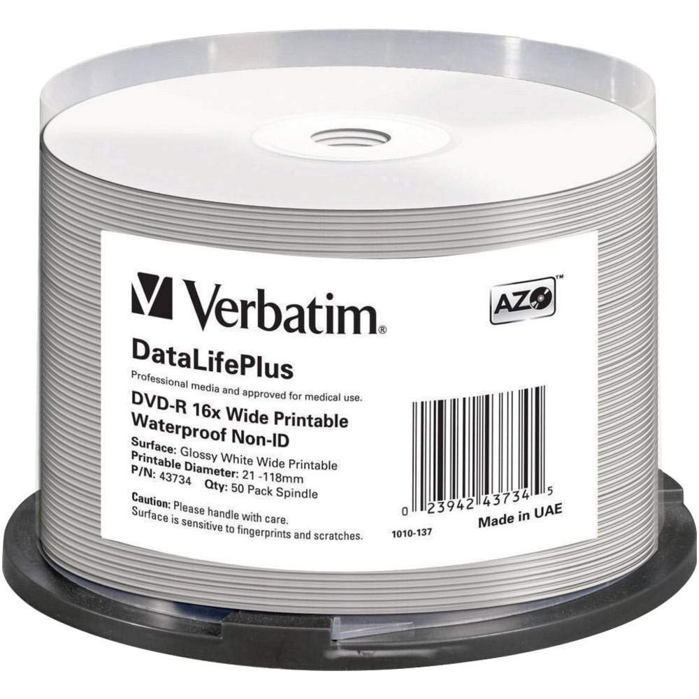 DVD-R/4.7GB 16x Wide Print Waterpro 50Pk