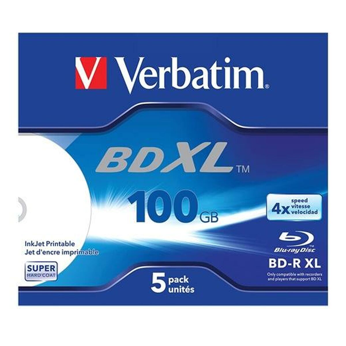 BD-R XL 100GB 4X WideWhite Inkjet Pr.5pk