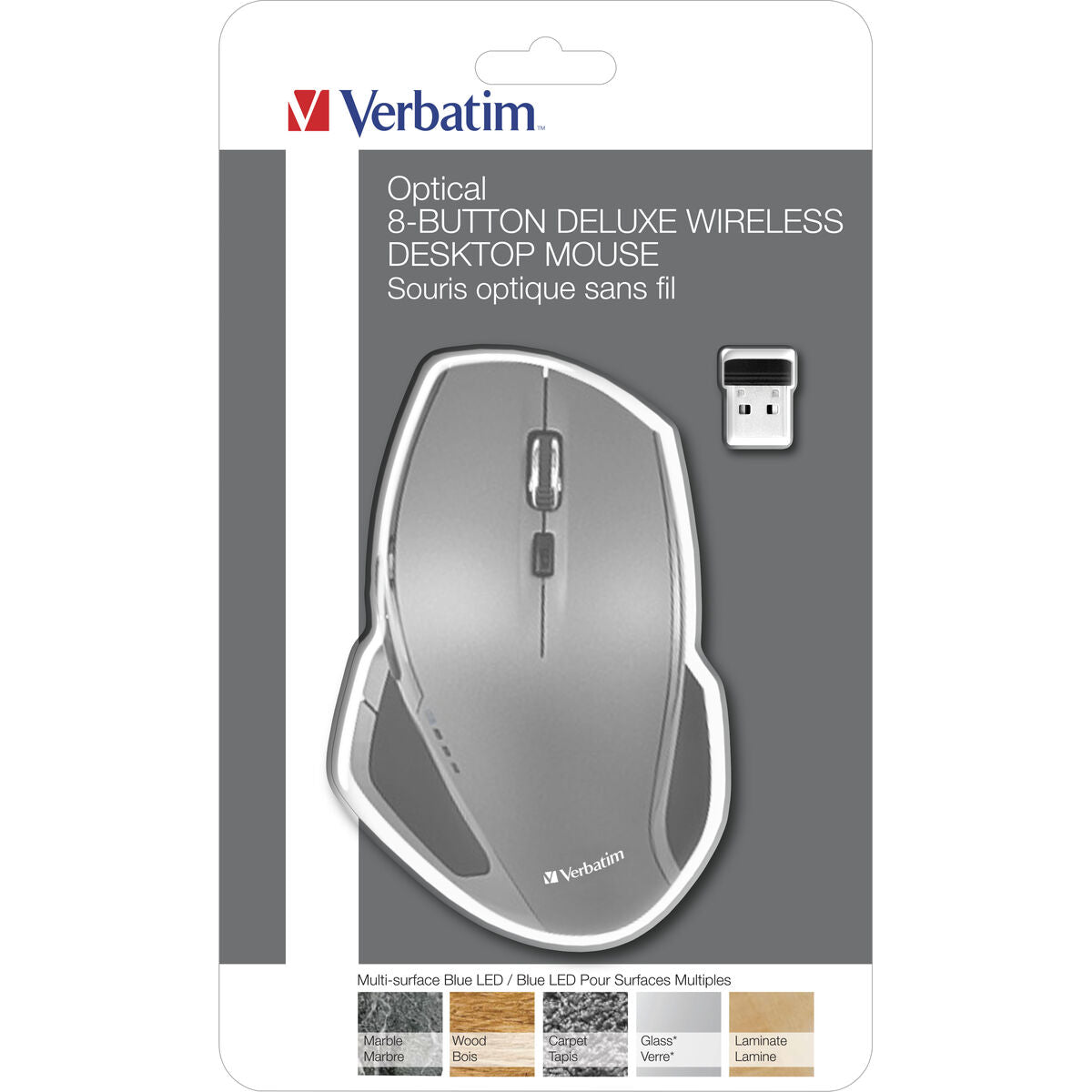 VERBATIM WIRELESS DESKTOP MOUSE DELUXE 8 BUTTON BLUE LED WCF (P)