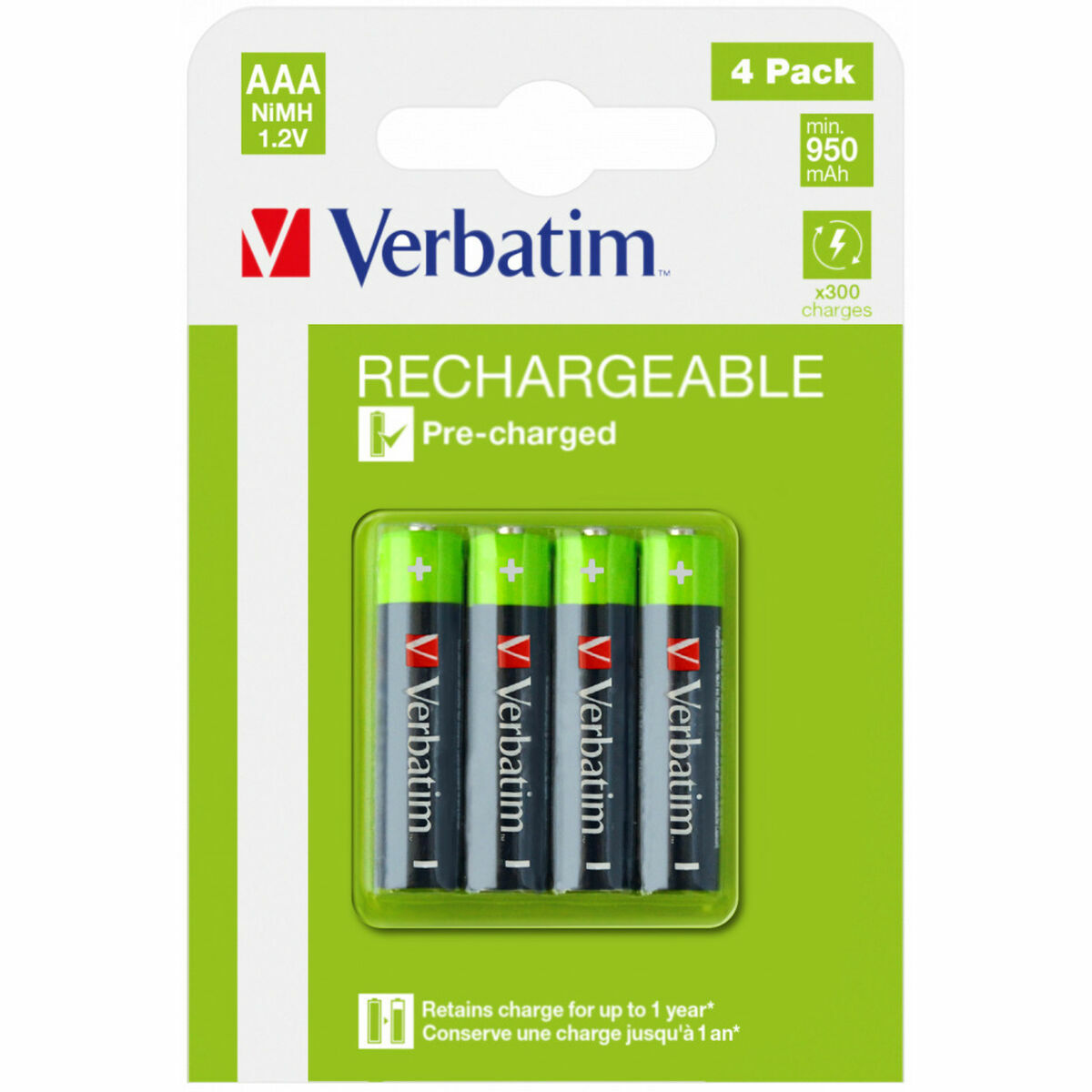 RECHARGEABLE BATTERY AAA 4 PACK/HR03
