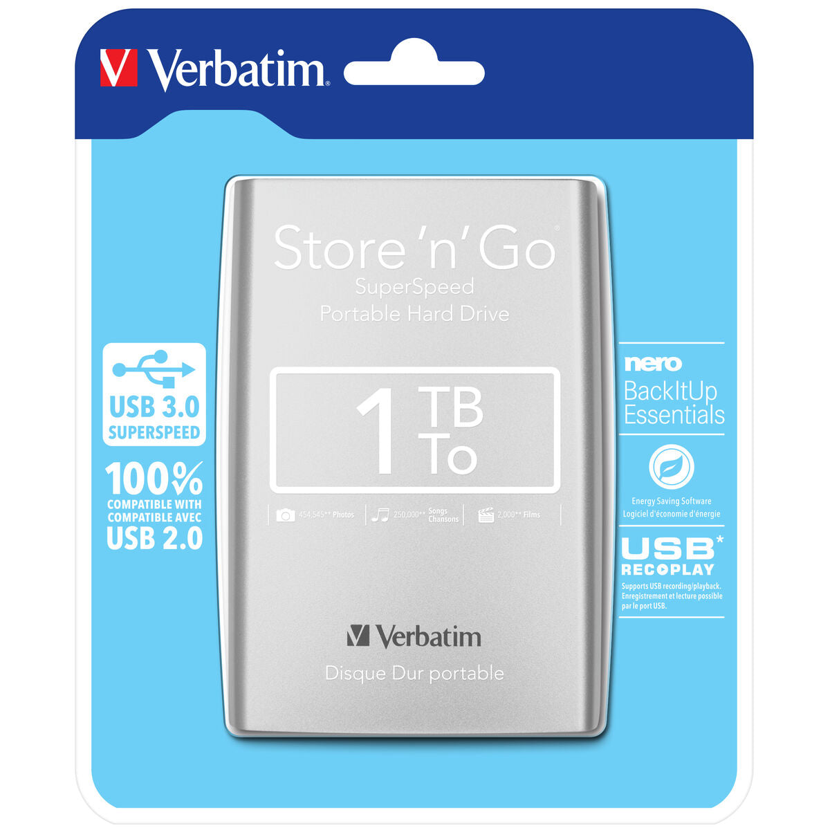 Ext. HDD 2.5" 1TB USB 3.0 Silver