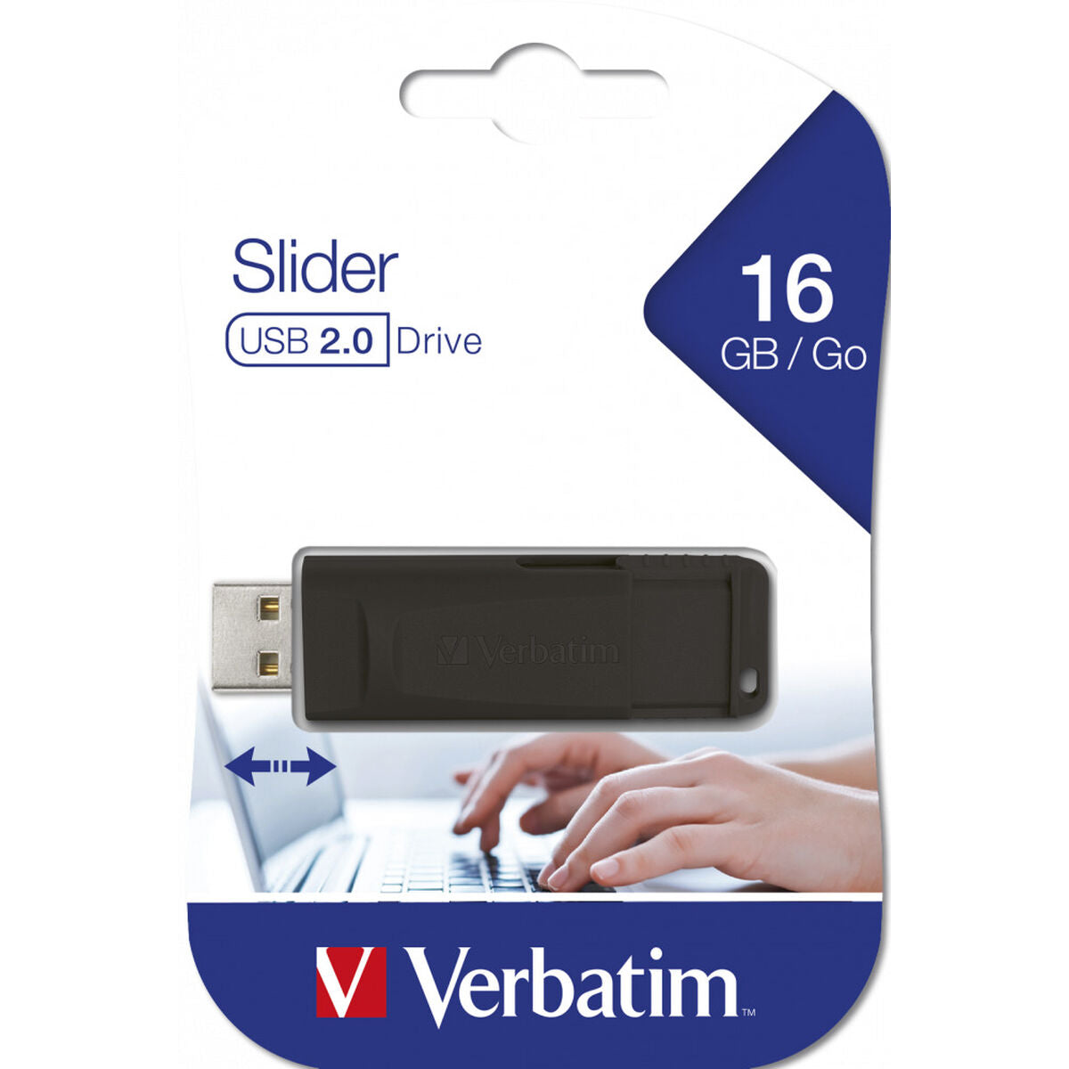 USB DRIVE 2.0 STORE N GO SLIDER 16GB BLA