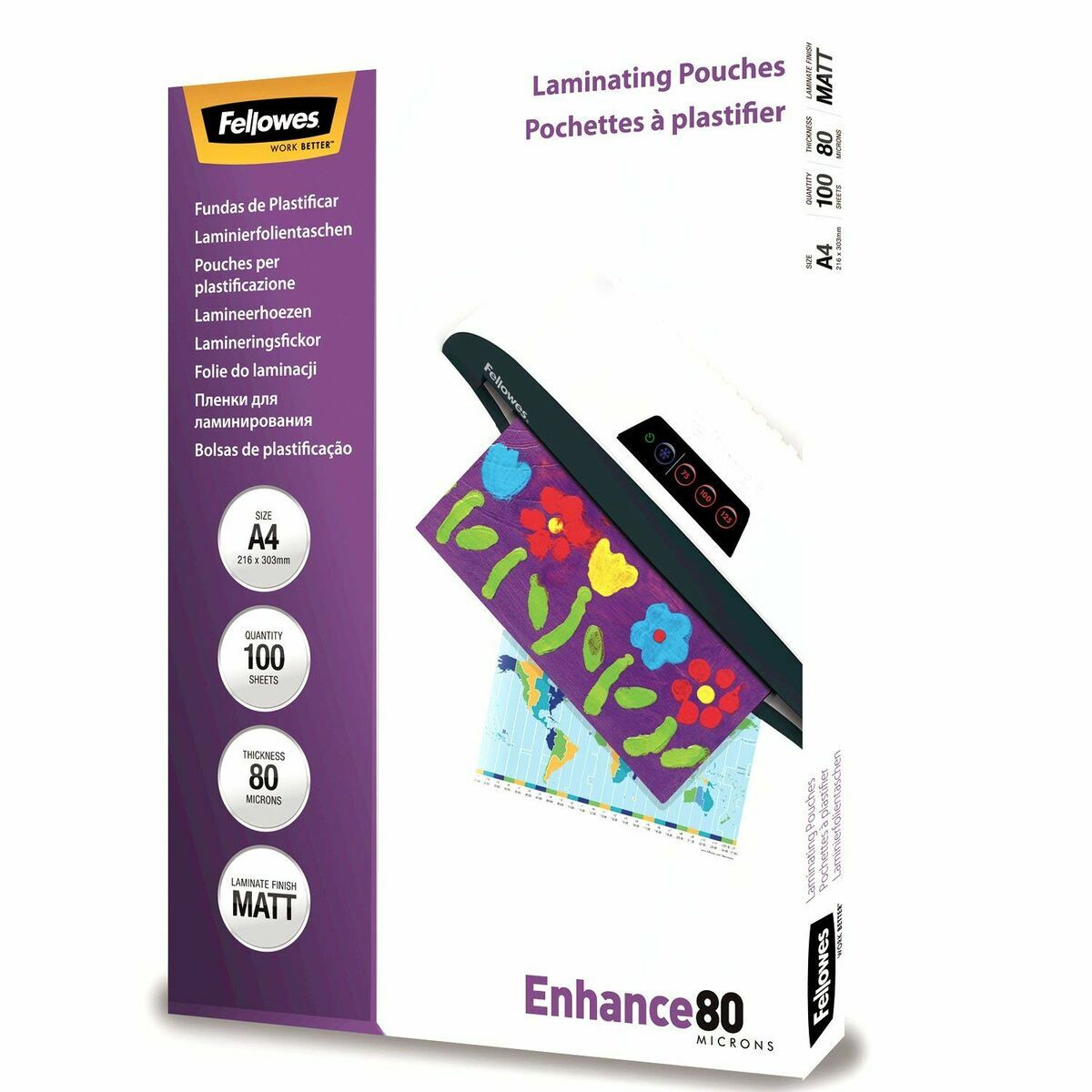 FELLOWES POCHETTES A4 80 MICRONS MATES X 100