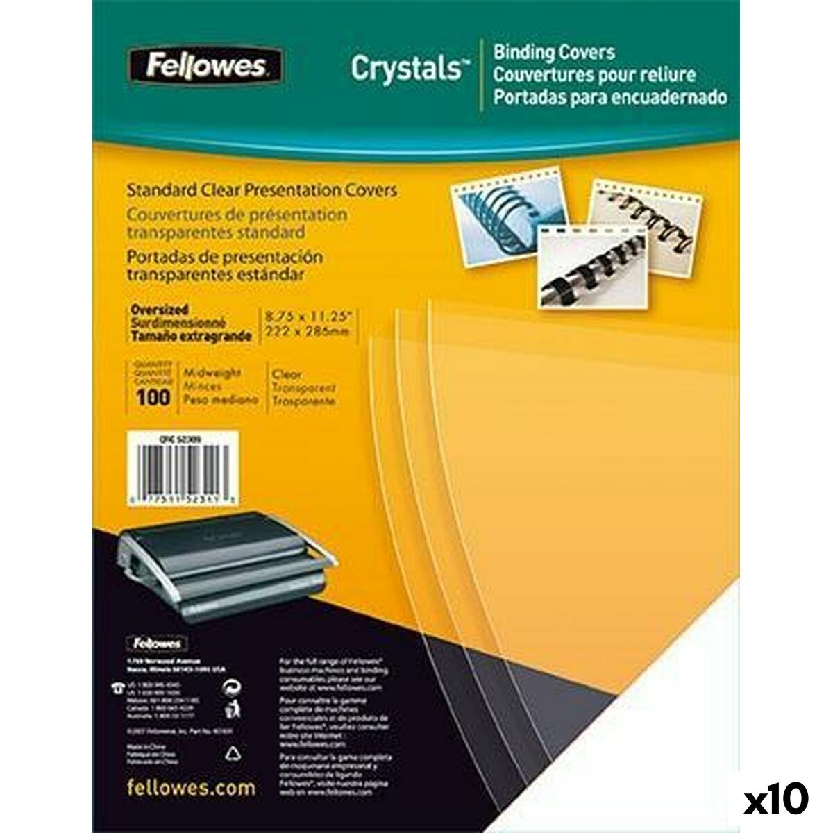 FELLOWES COUV A4 TRANSPARENT 180 MIC Pack de 100