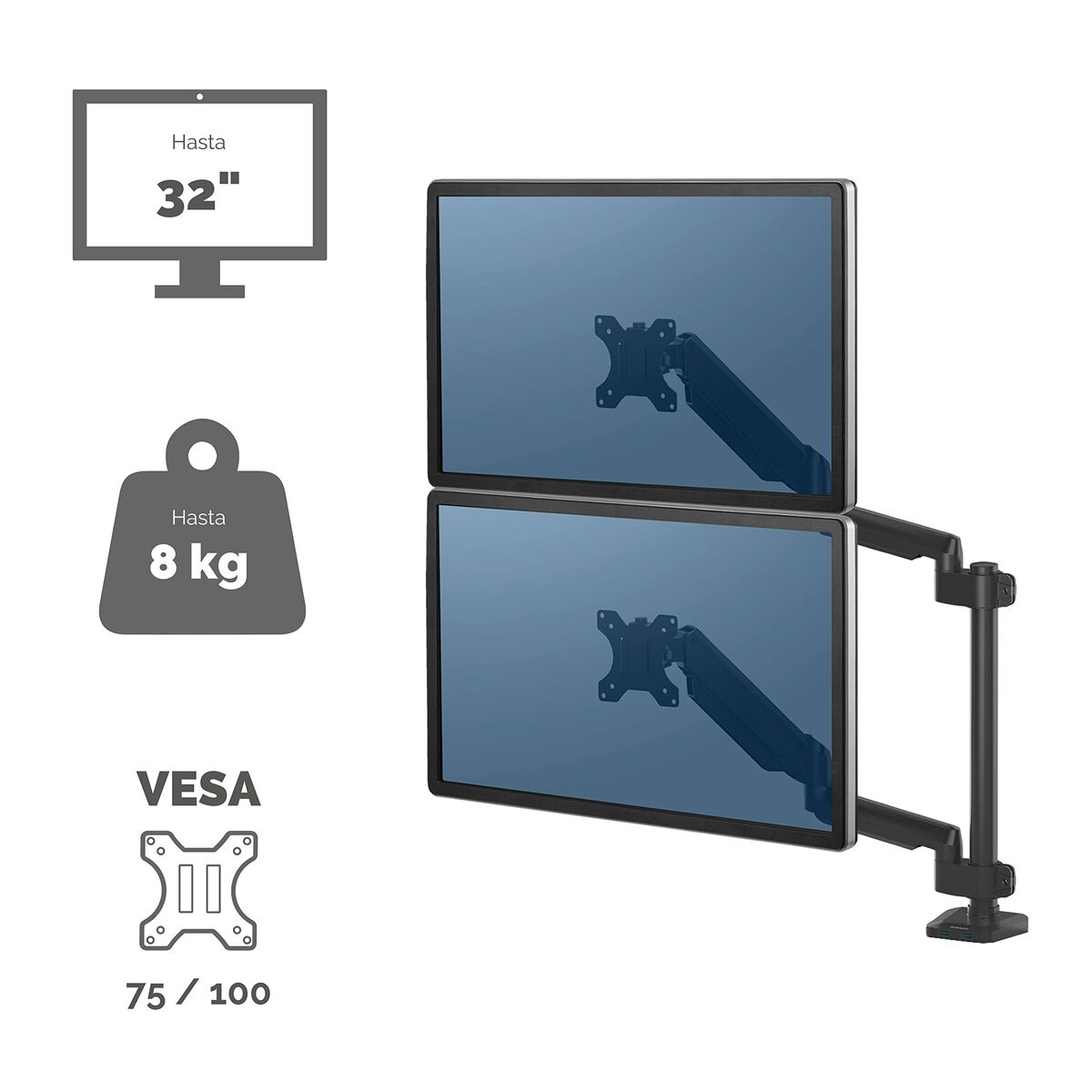 FELLOWES Bras porte-écrans double vertical Platinum Series