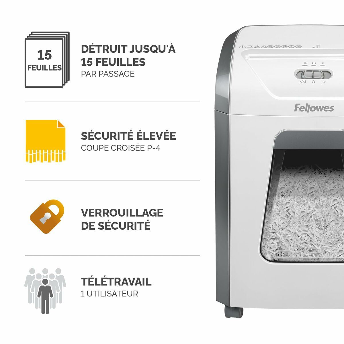 FELLOWES Powershred 15C Shredder Cross Cut 230V EU