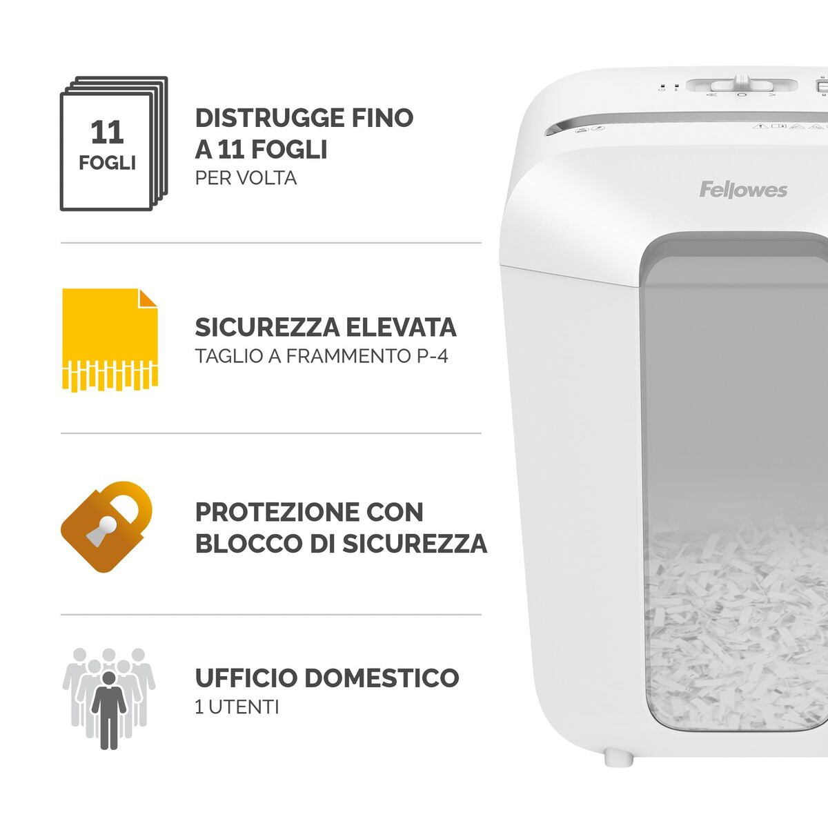 FELLOWES Powershred Lx70 White Shredder Cross Cut 230V EU