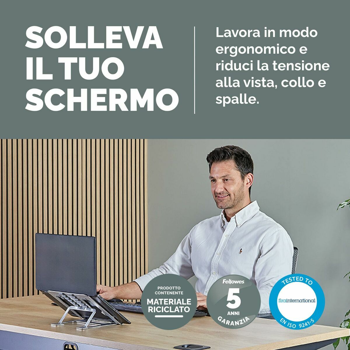 FELLOWES SUPPORT ORDINATEUR PORTABLE LAPTOP ARGENT ALUMNIA