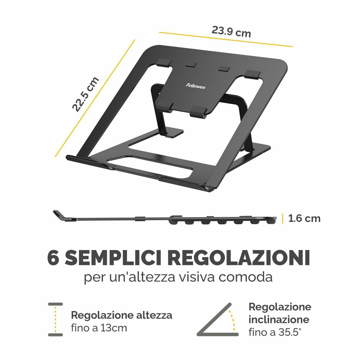 FELLOWES SUPPORT ORDINATEUR PORTABLE LAPTOP NOIR ALUMNIA