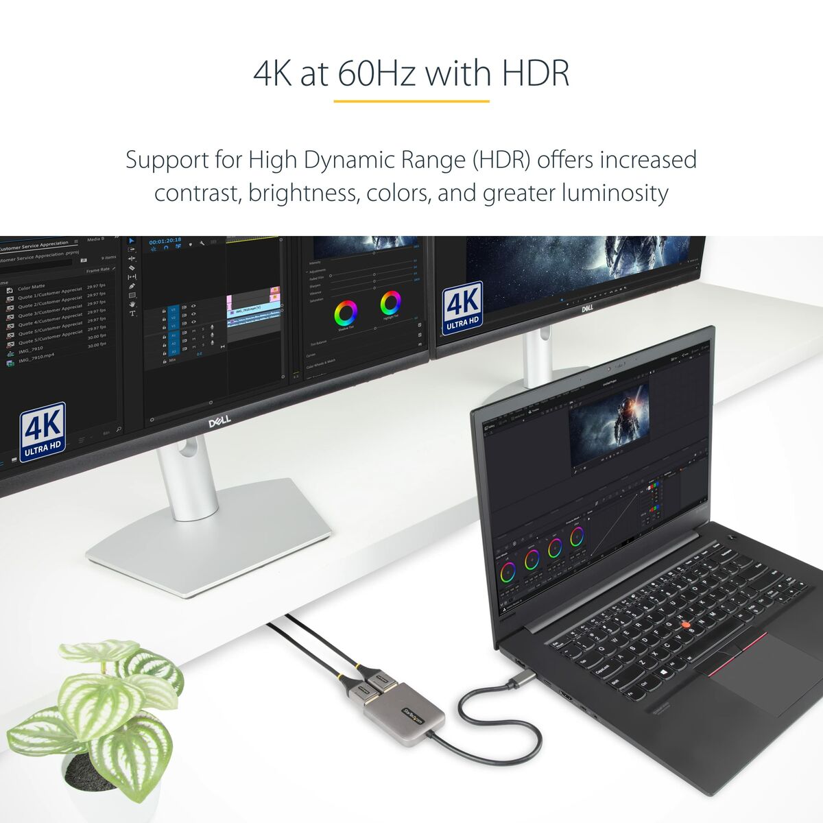 2-Port USB-C to DisplayPort MST Hub 4K
