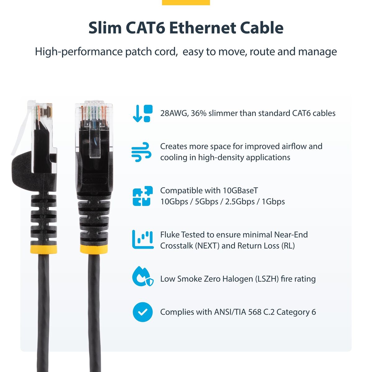 25cm Blue Slim CAT6 Ethernet Cable