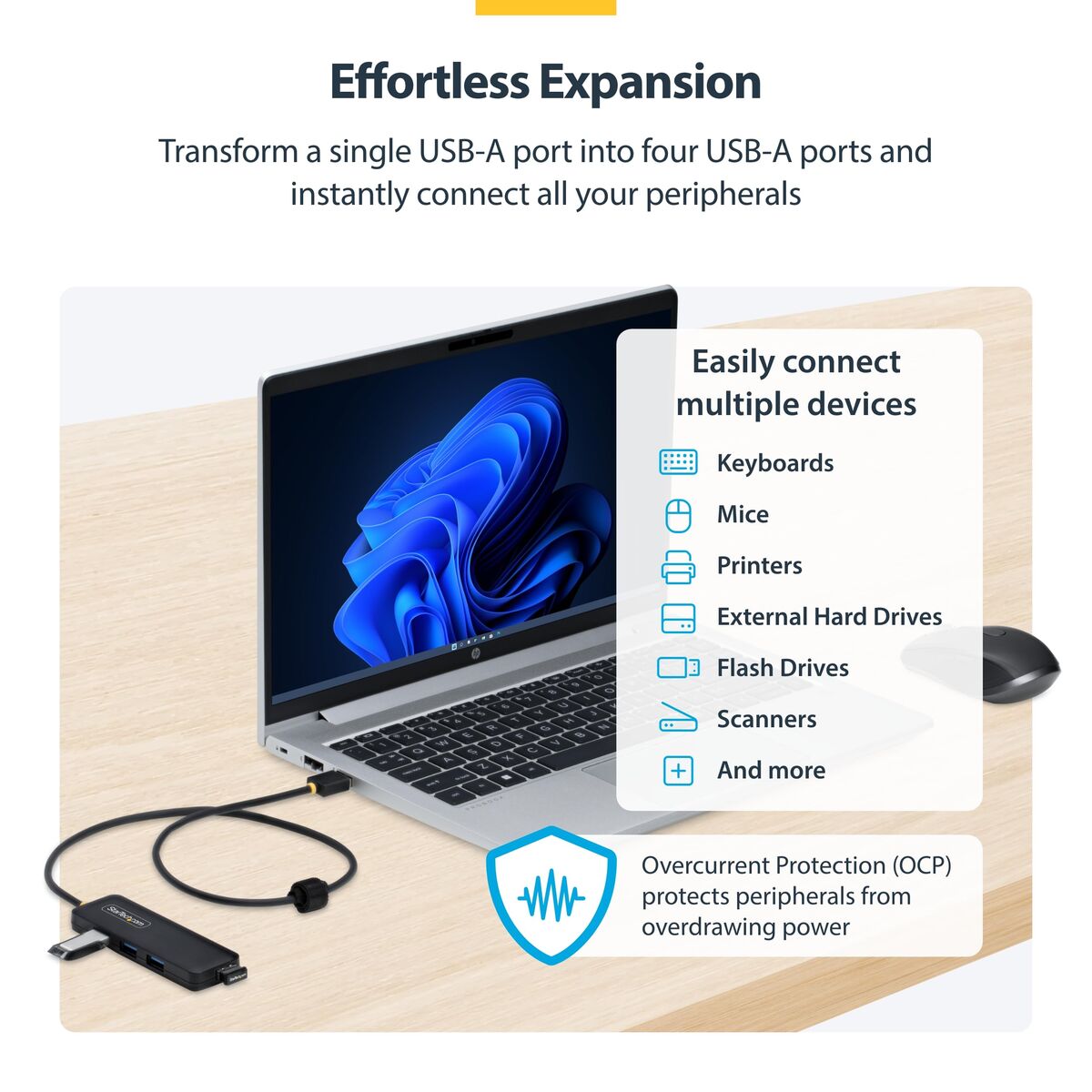 4-Port USB-A Hub Bus Powered 5Gbps