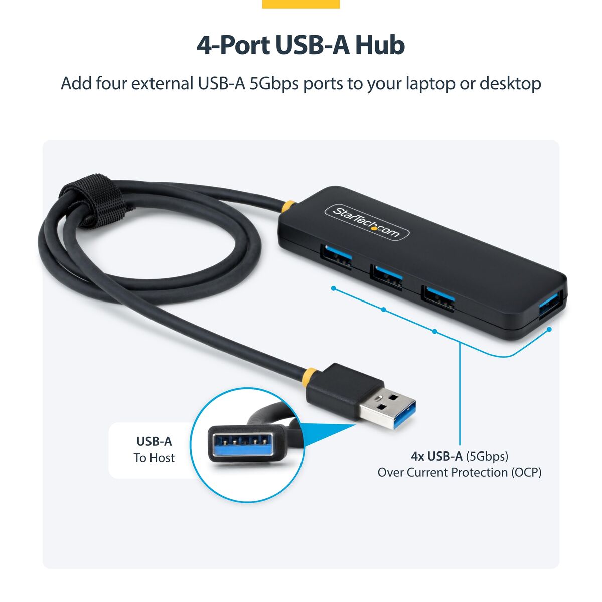 4-Port USB-A Hub Bus Powered 5Gbps
