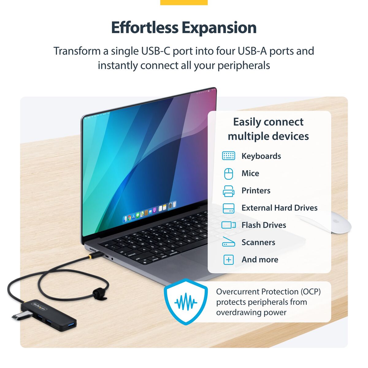 4-Port USB-C Hub 5Gbps Bus Powered