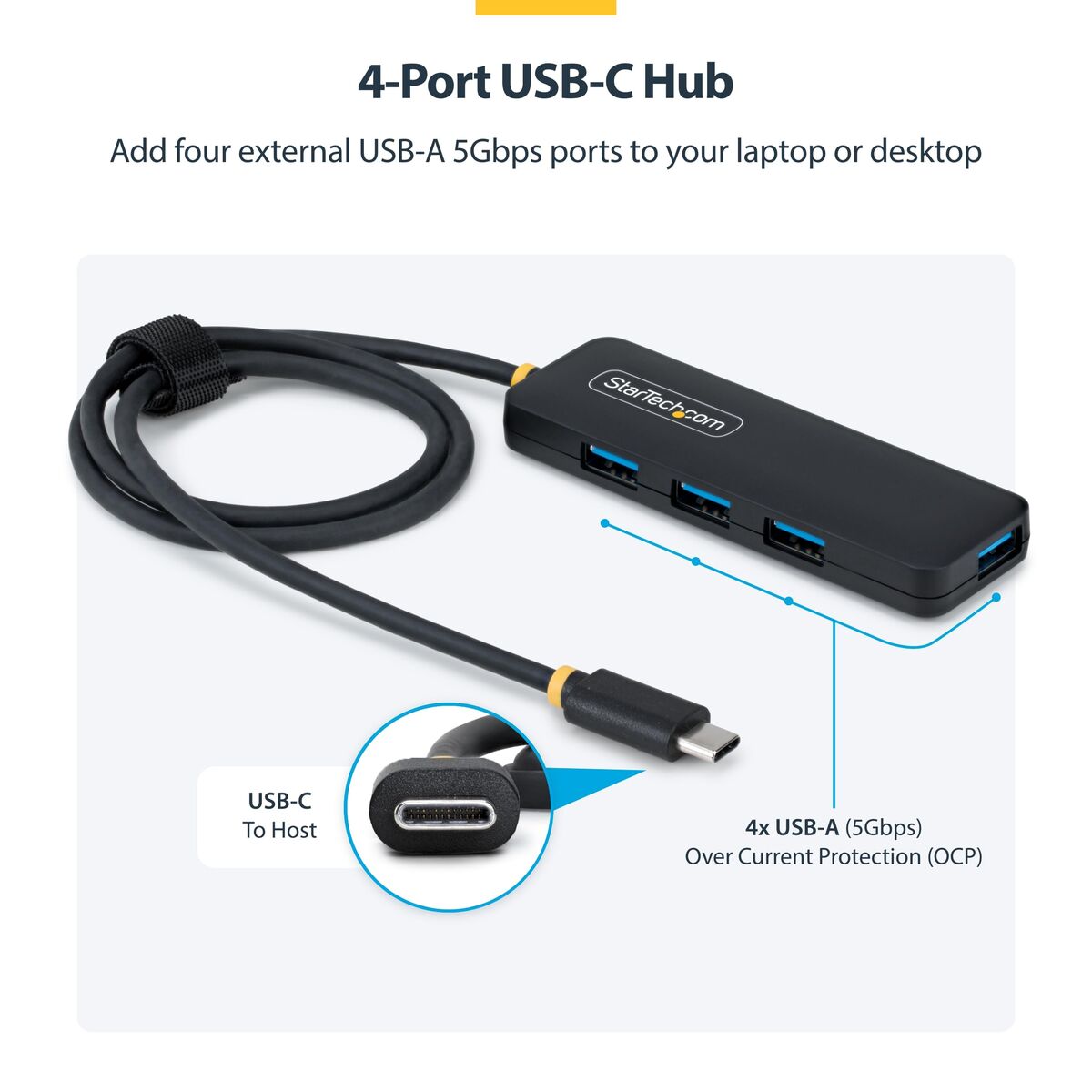 4-Port USB-C Hub 5Gbps Bus Powered