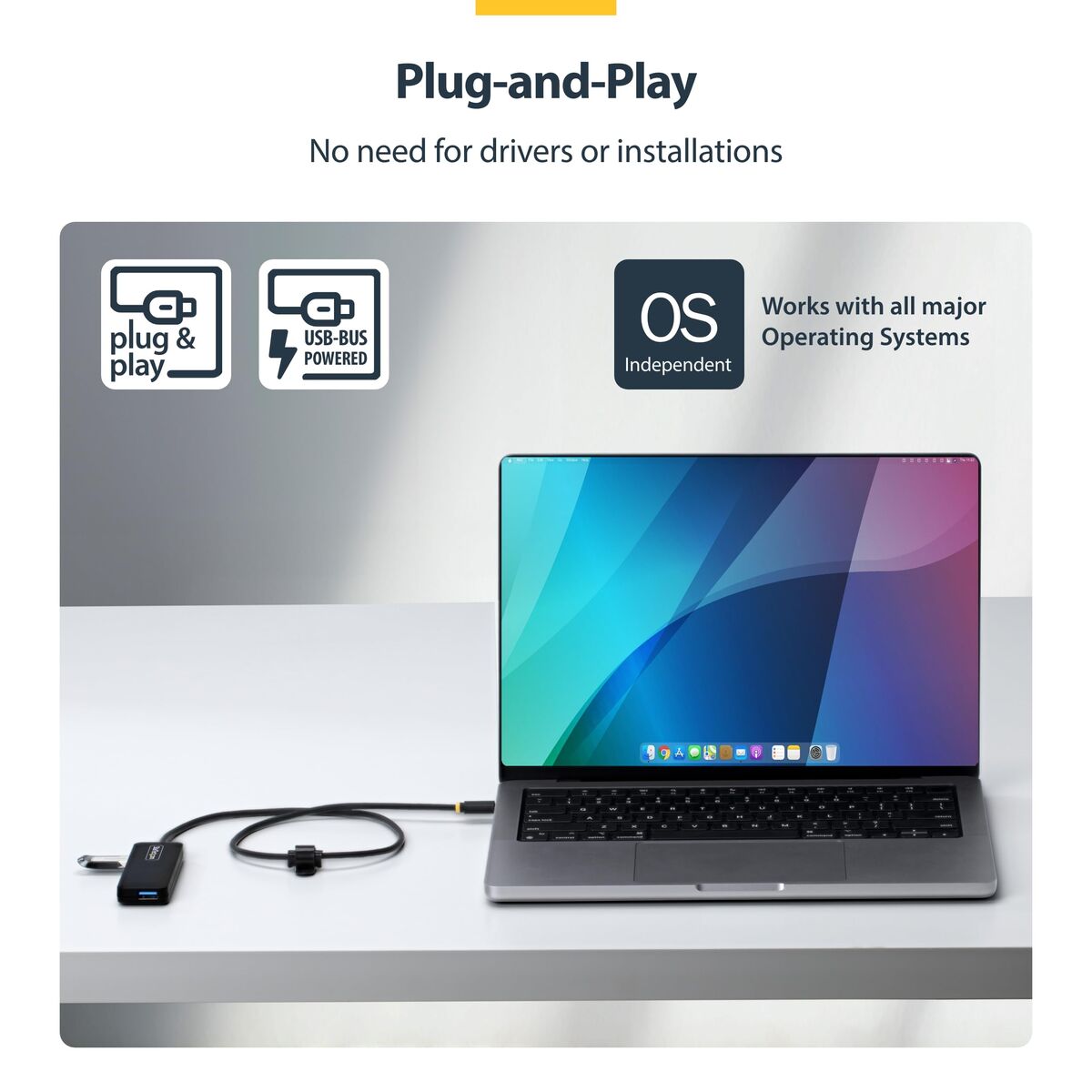 4-Port USB-C Hub 5Gbps Bus Powered