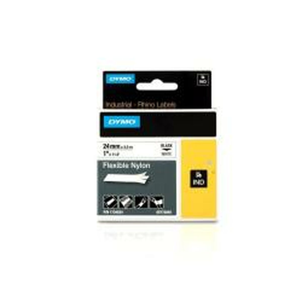 DYMO Rhino étiquette industrielle Nylon flexible 24 mm x 3,5 m noir/blanc