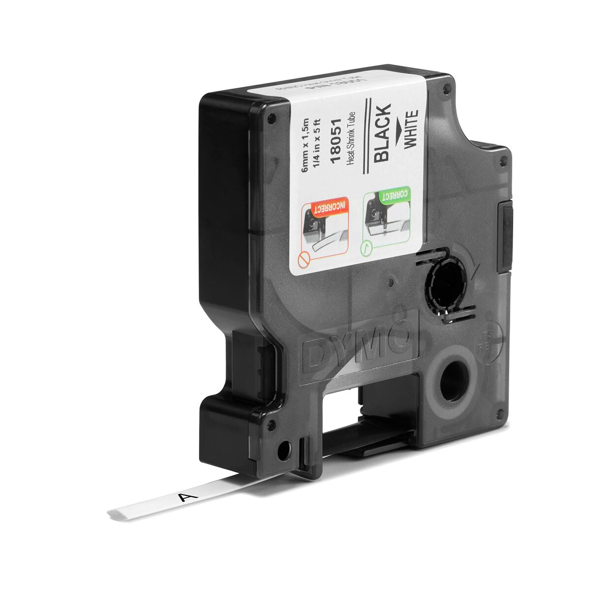 DYMO Rhino Etiquette industrielle gaine thermorétractable 6mm x 1,5m noir/blanc