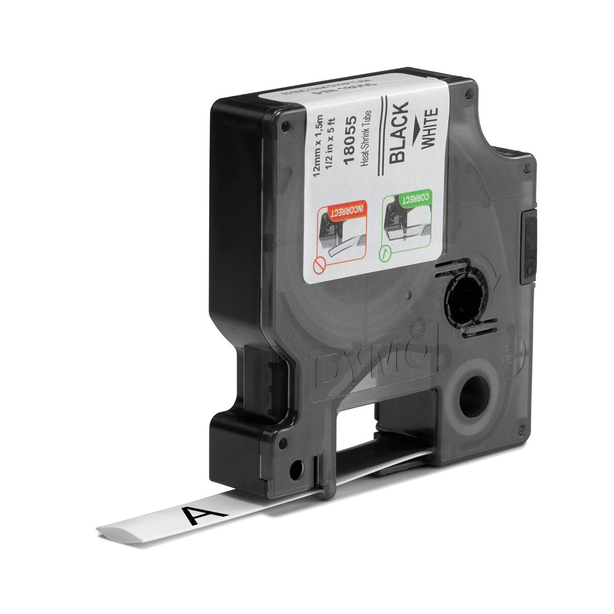 DYMO Rhino Etiquette industrielle gaine thermorétractable 12mm x 1,5m noir/blanc