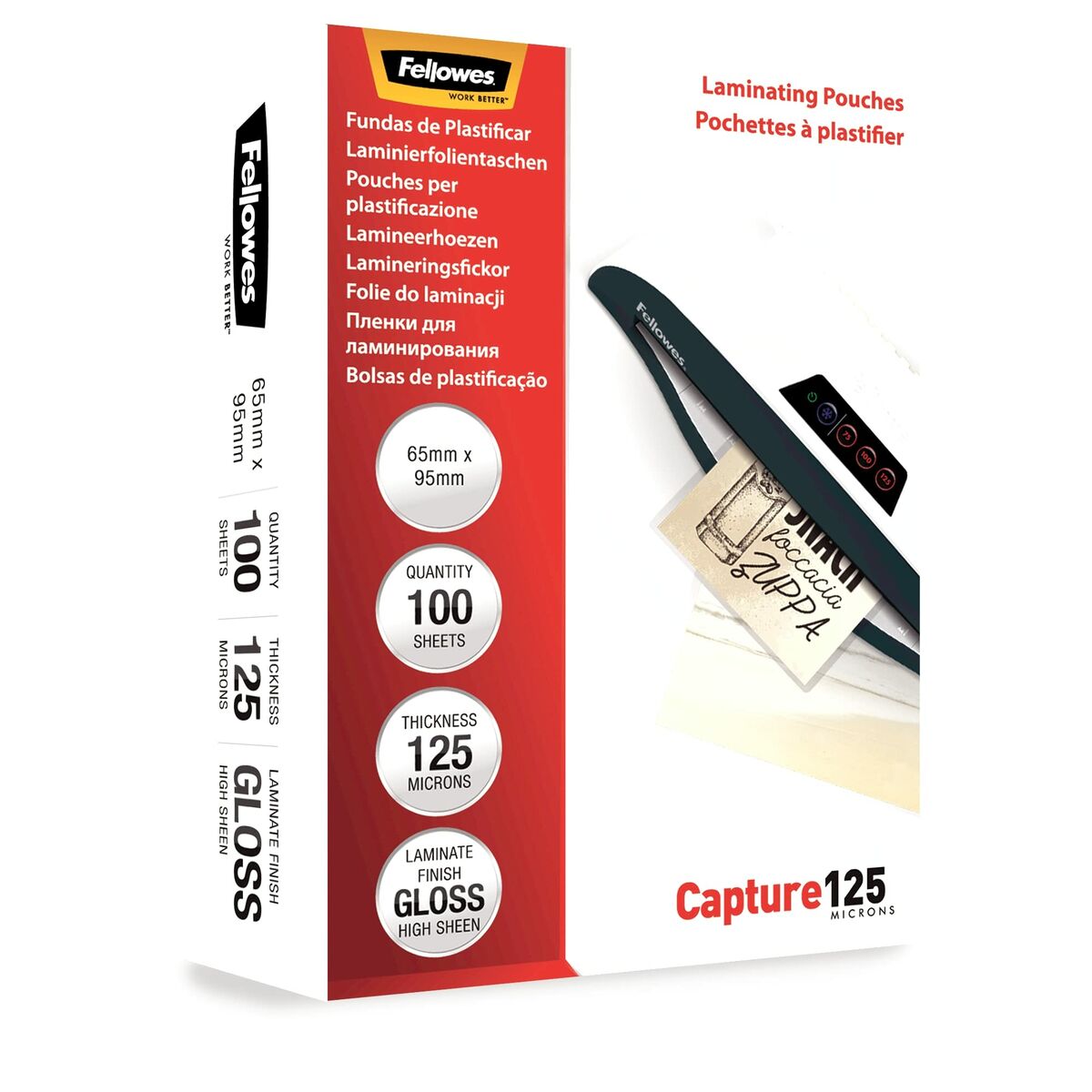 FELLOWES LAMINAT POUCH 65X95MM 125MIC 100PK