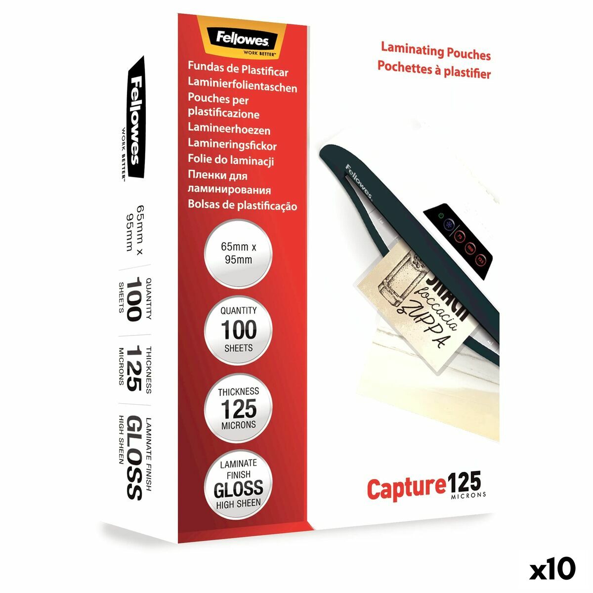 FELLOWES LAMINAT POUCH 65X95MM 125MIC 100PK
