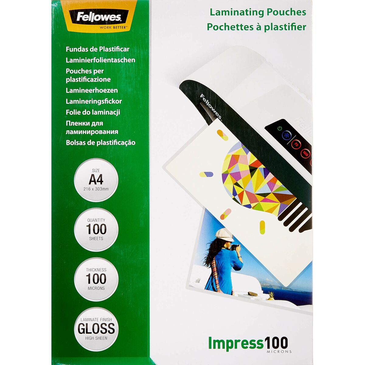 FELLOWES POCHETTES A4 100 MICRONS X 100