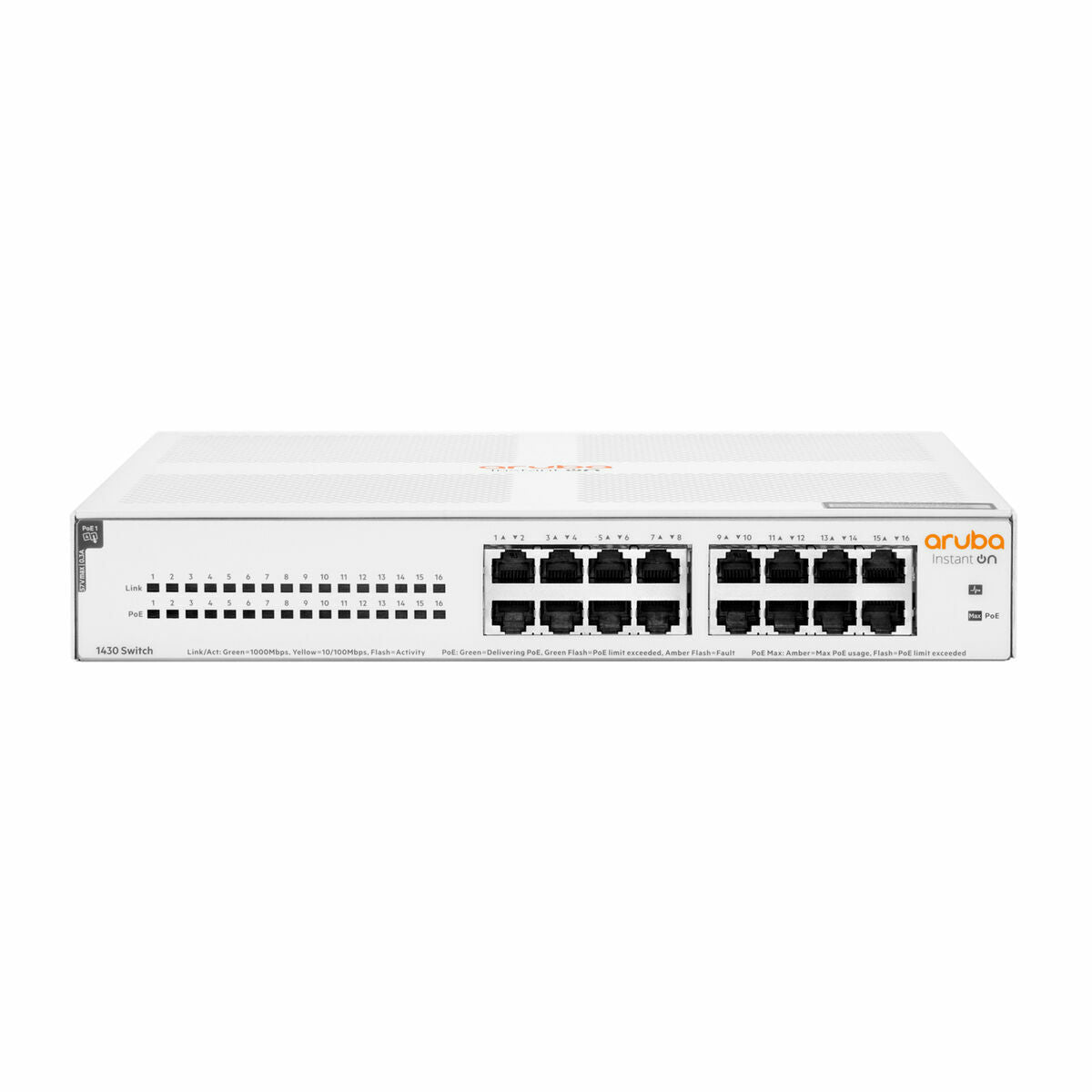 HPE Networking Instant On 1430 16G Class4 PoE 124W Switch Commutateur non géré 16 x 10/100/1000 PoE Class 4 de bureau