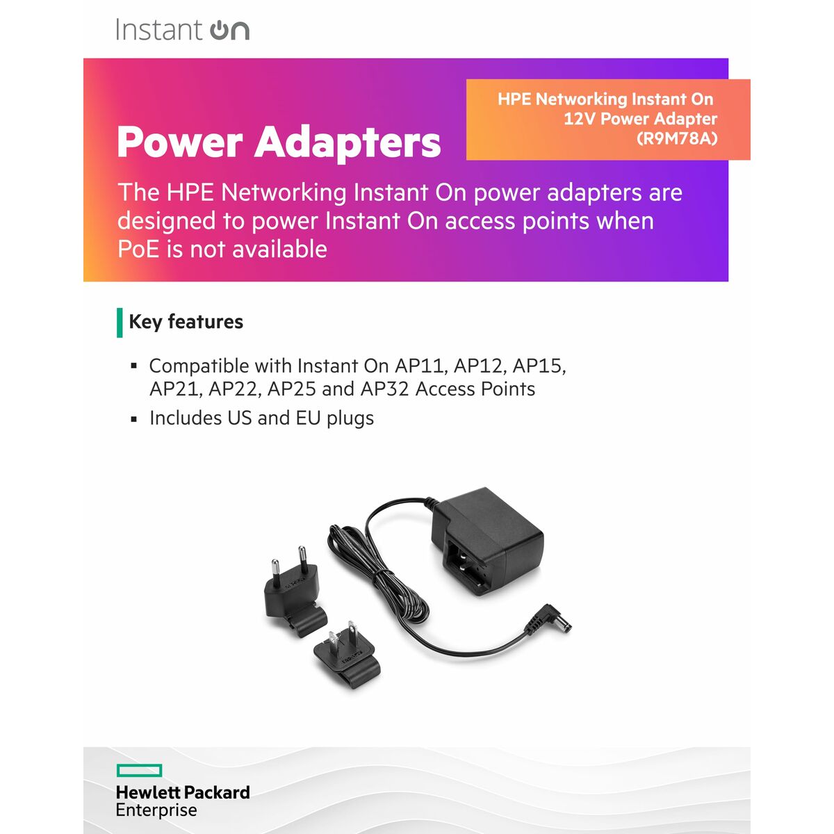 HPE Networking Instant On Adaptateur secteur AC 18 Watt
