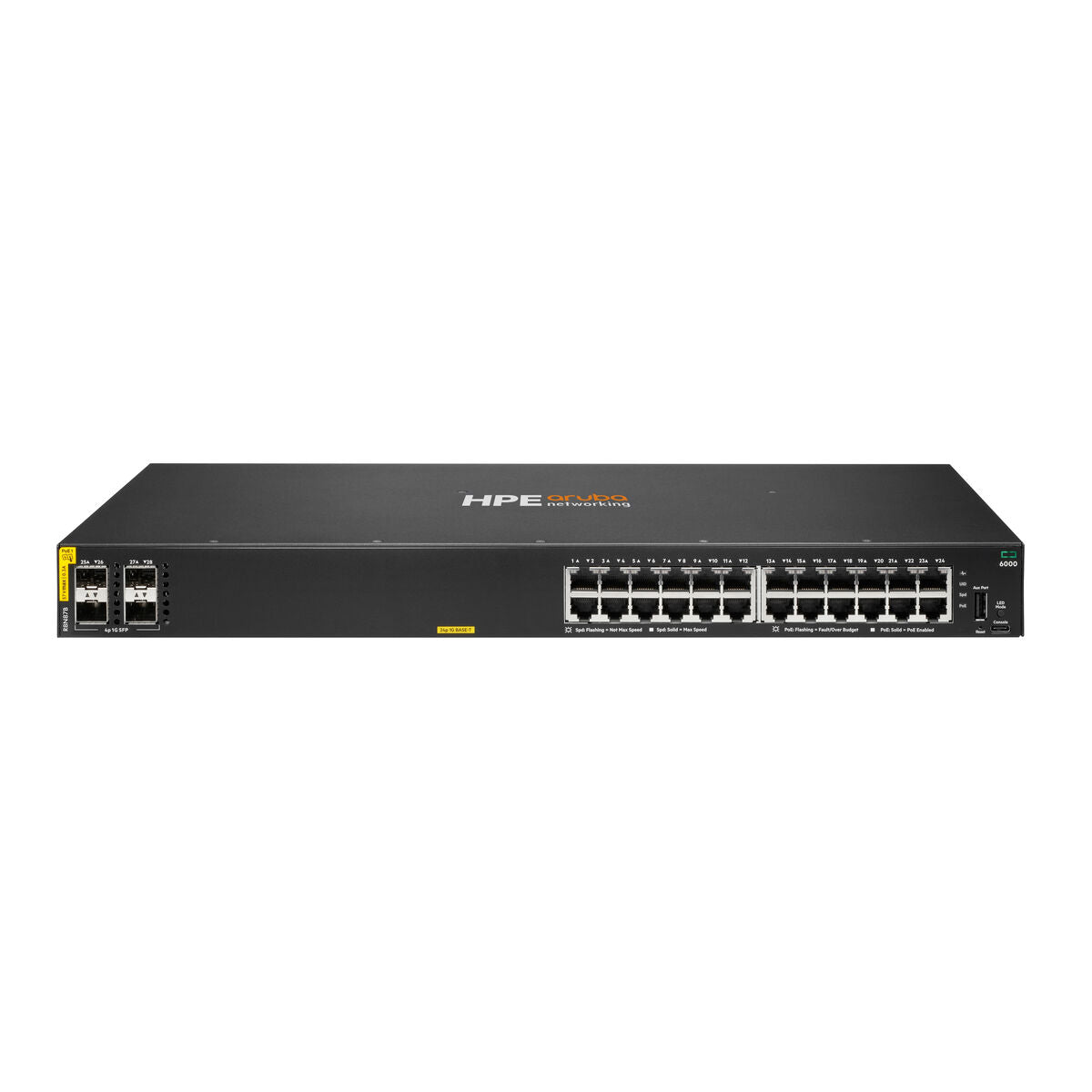 HPE Aruba Networking CX 6000 24p 10M/100M/1G Class4 PoE 4p SFP 1G 370W Switch EU en