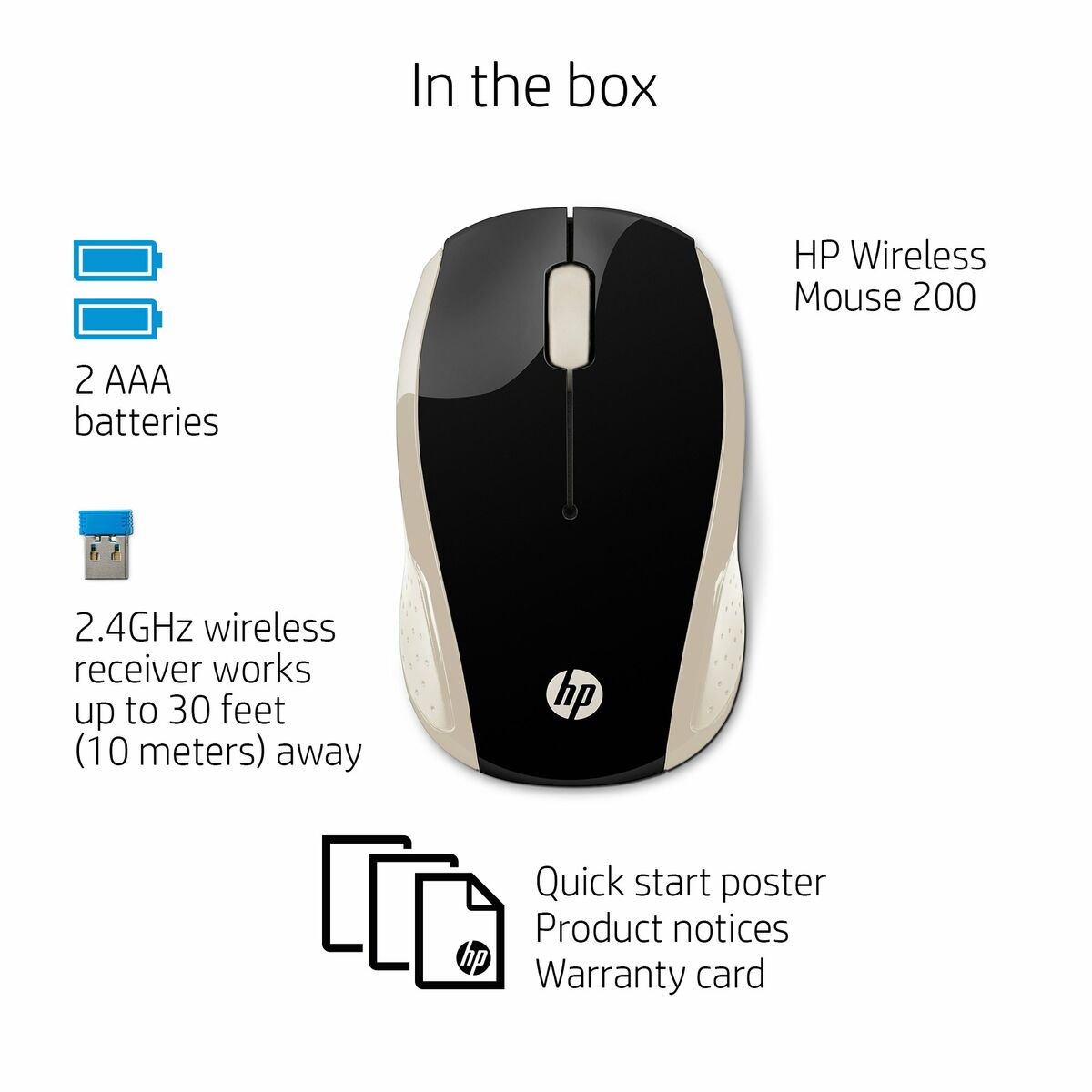 HP 200 Silk Gold Wireless Mouse